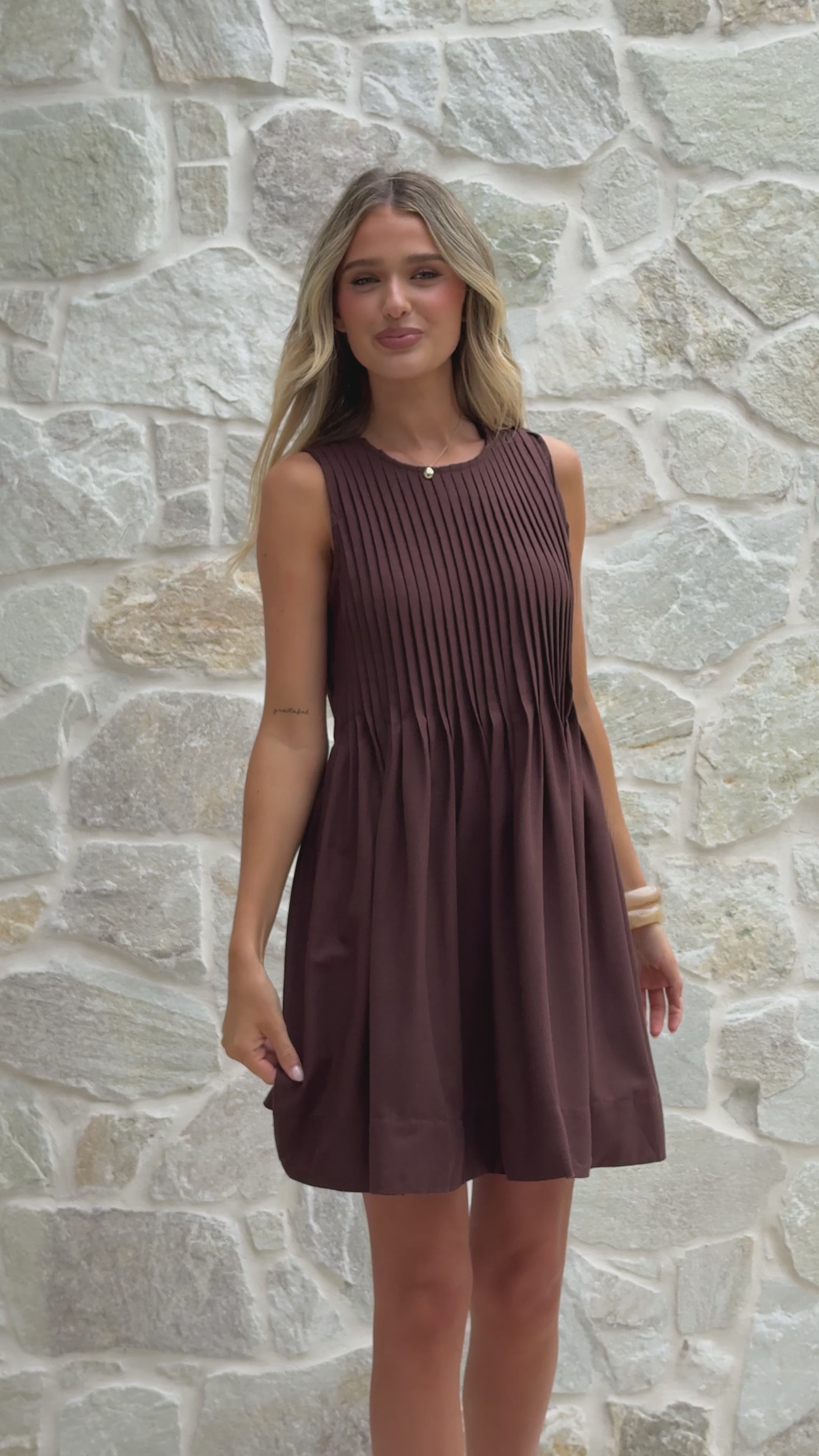 Load video: Barton Mini Dress - Chocolate - Billy J