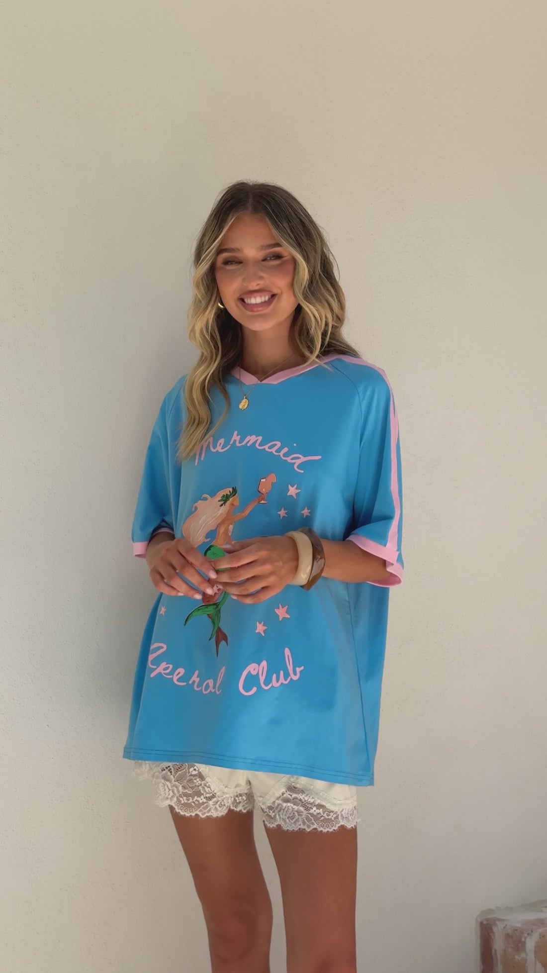 Mermaid Aperol Oversized Tee - Blue - Billy J