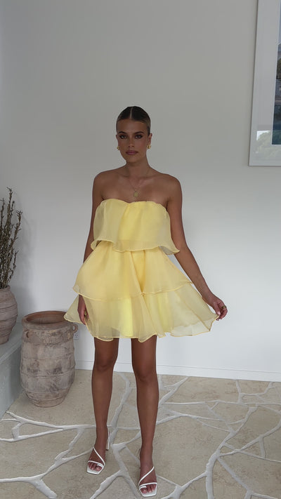 Load and play video in Gallery viewer, Monet Mini Dress - Yellow
