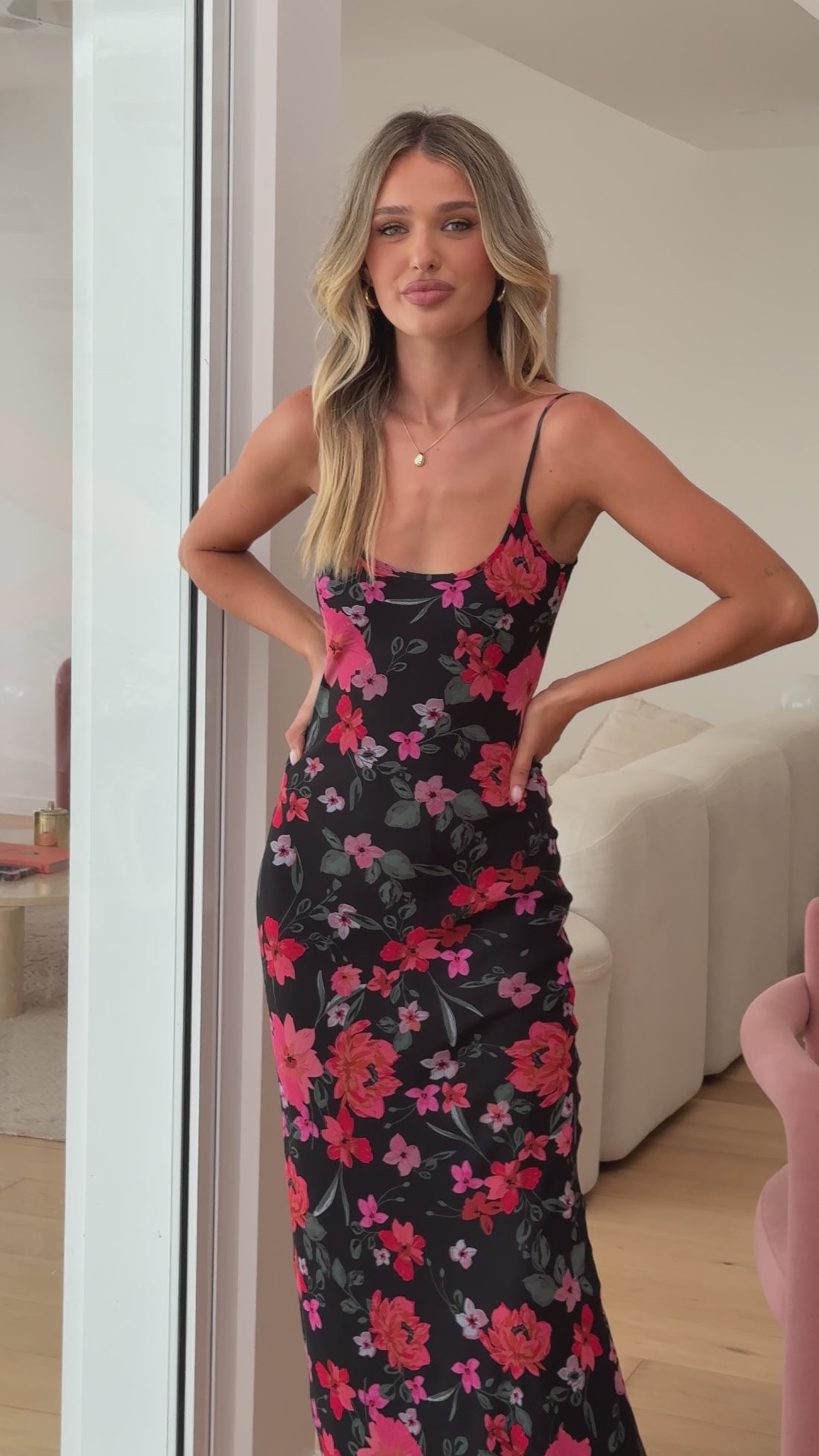 Trista Maxi Dress - Dark Floral - Billy J