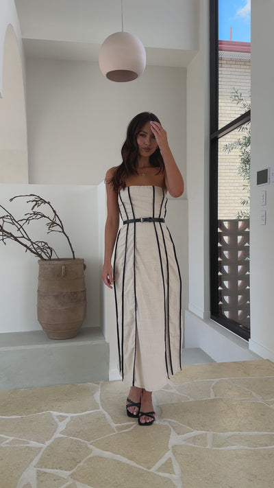 Load and play video in Gallery viewer, Damonica Maxi Dress - Sand / Black
