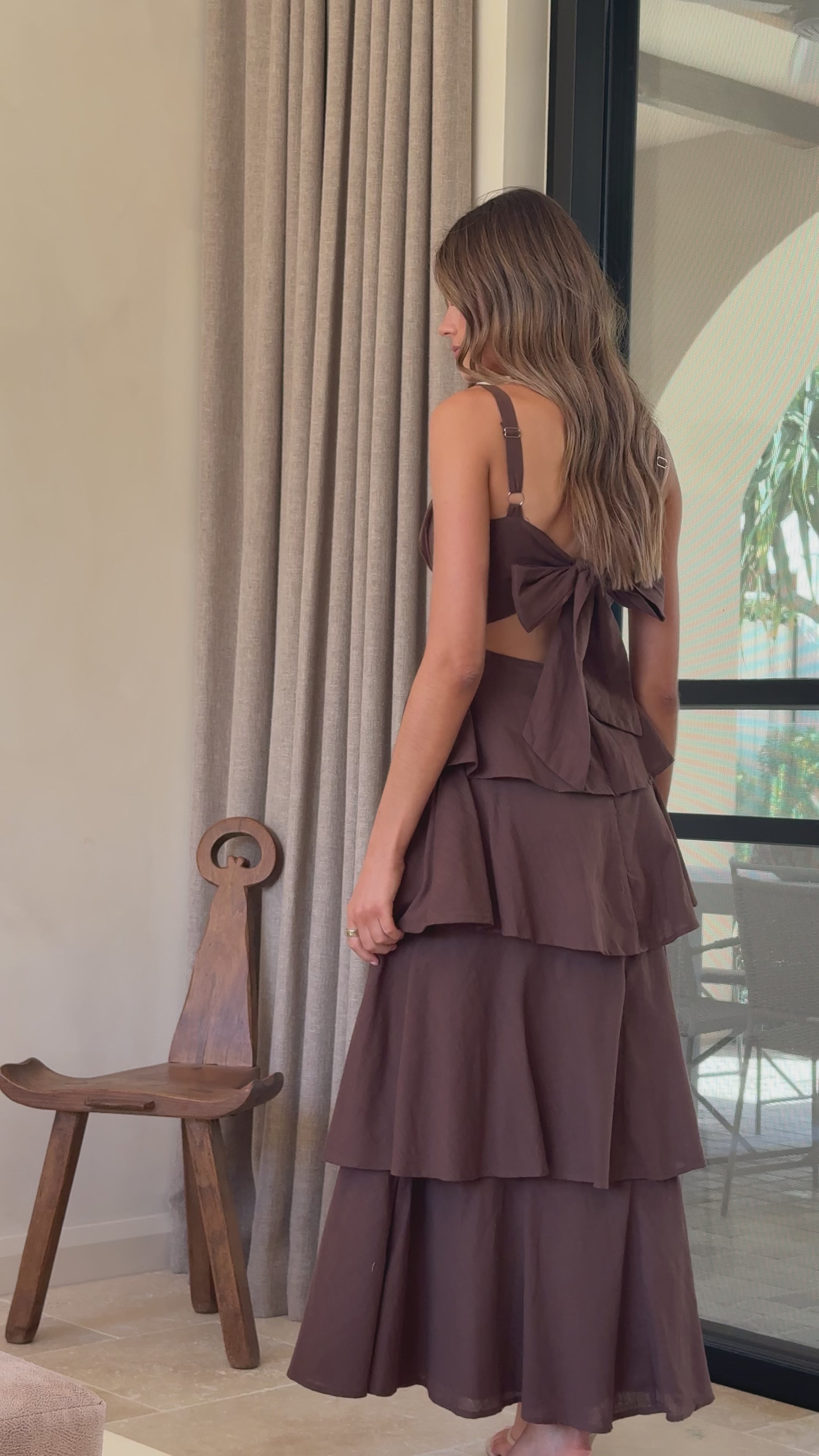 Load video: Odilia Maxi Dress - Chocolate - Billy J