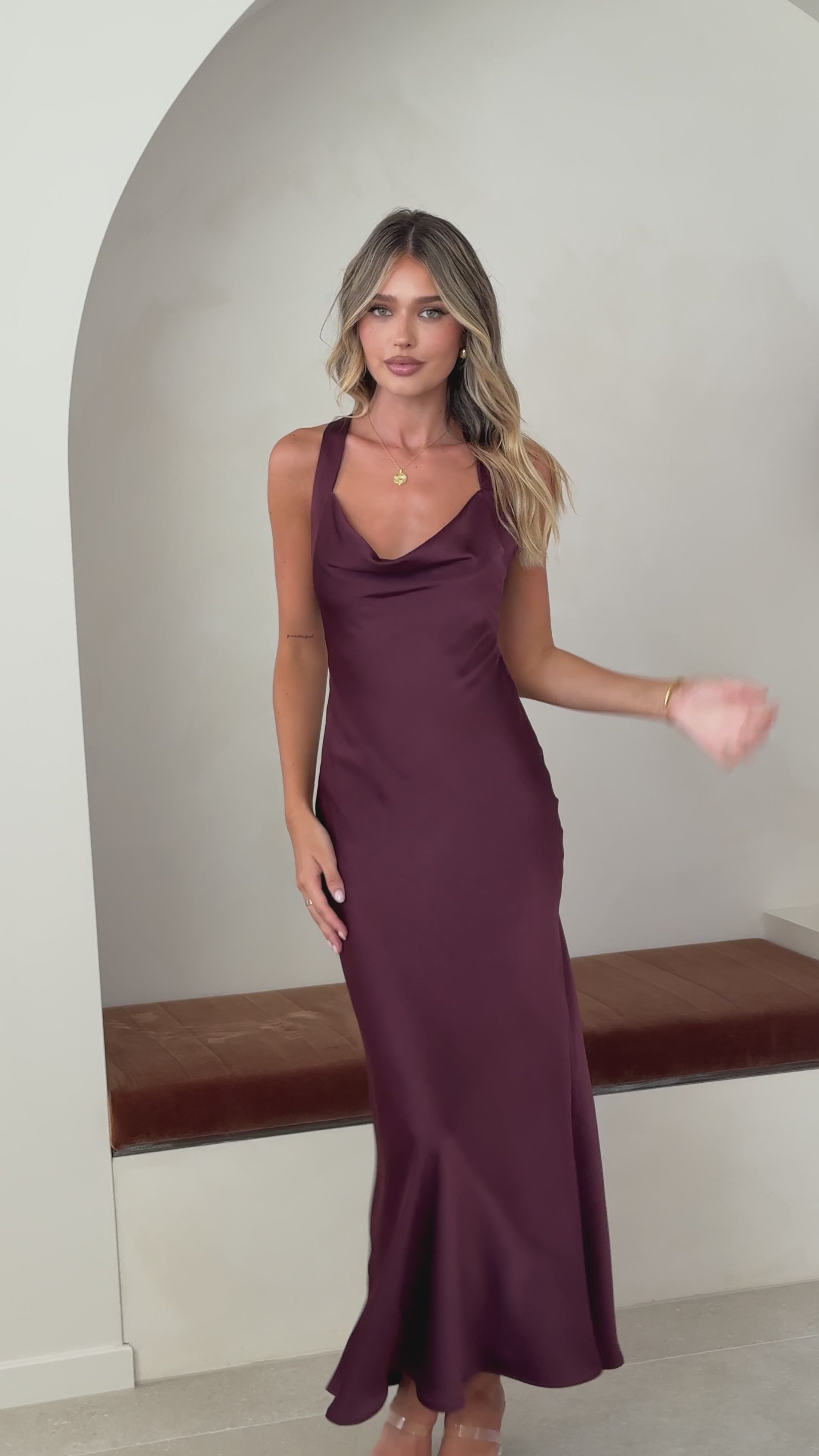 Load video: Eva Maxi Dress - Chocolate - Billy J