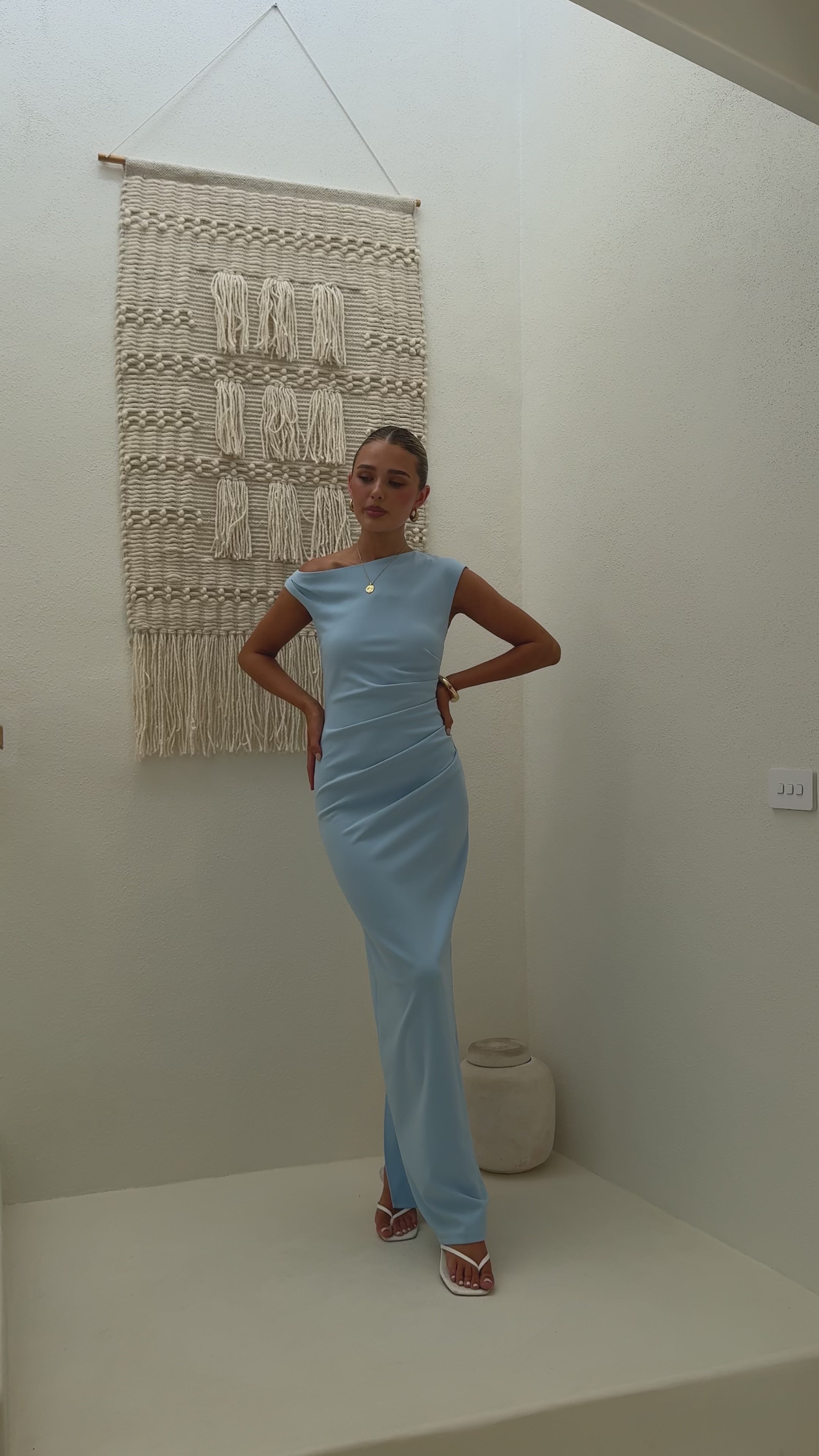 Load video: Lilah Maxi Dress - Baby Blue - Billy J