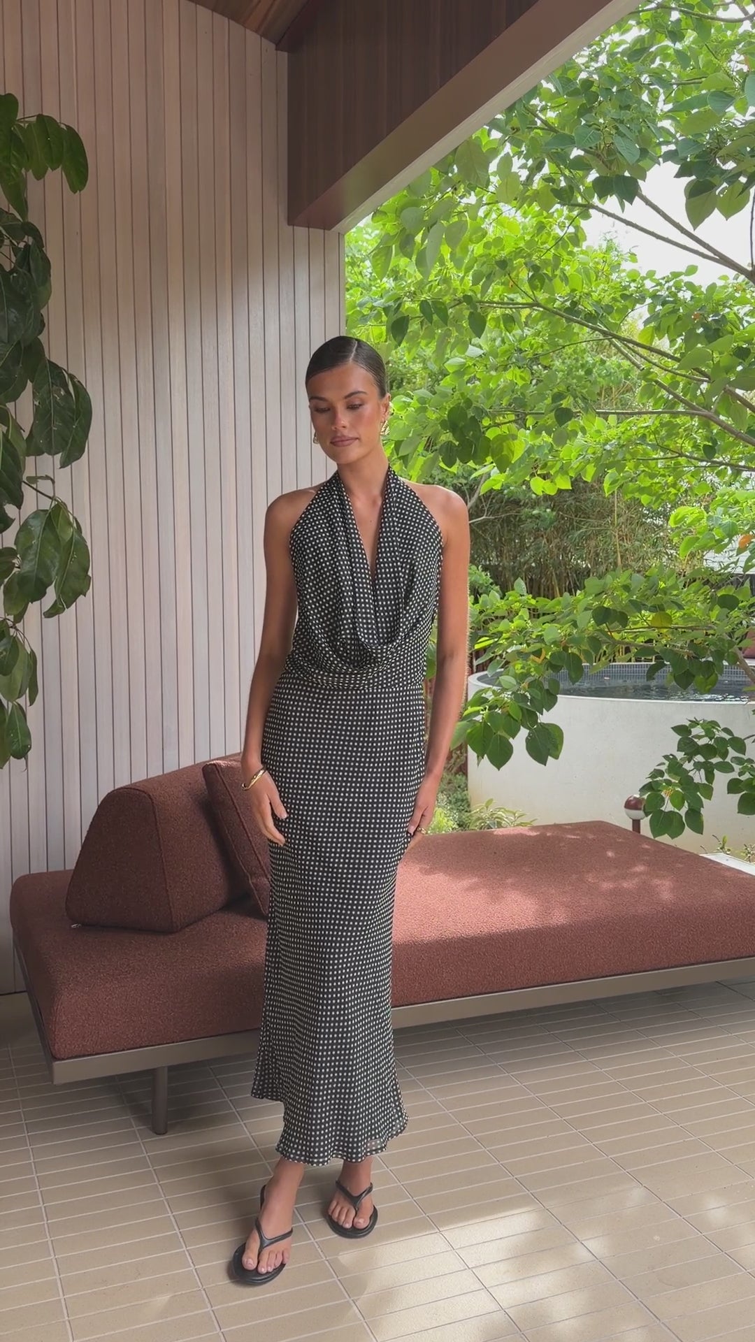 Marlowe Maxi Dress - Black/White Spot - Billy J