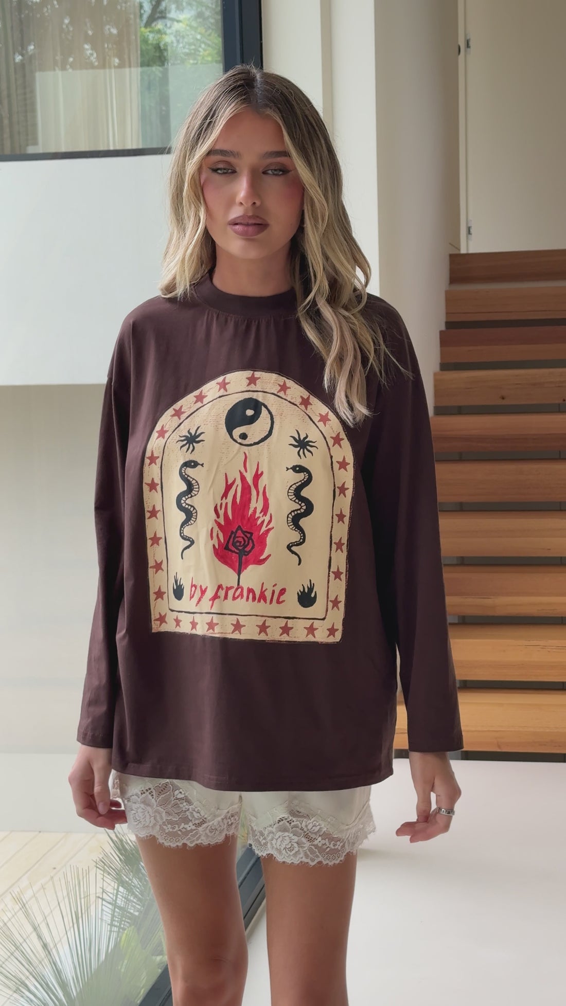 Mia Long Sleeve Tee - Brown - Billy J