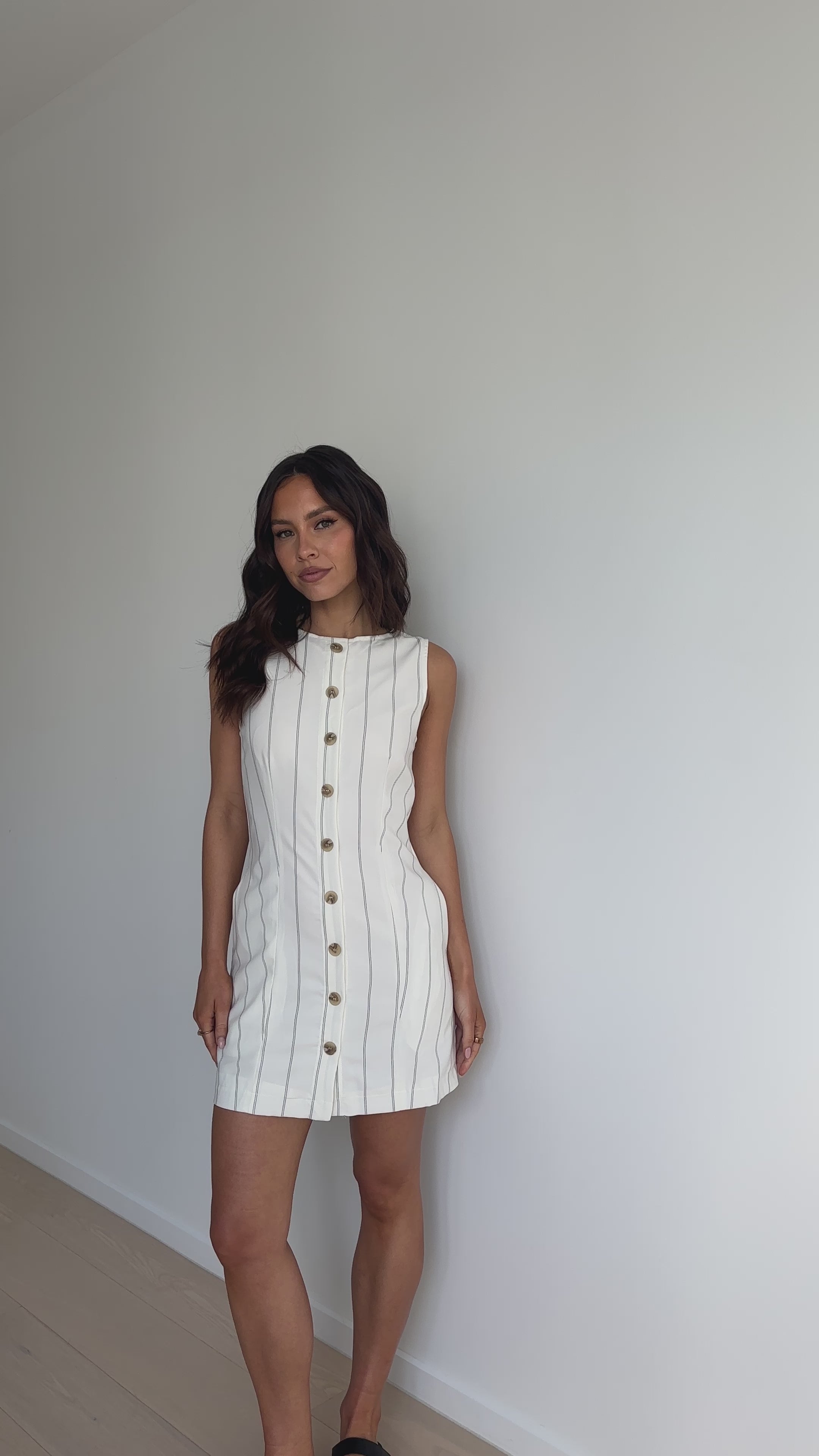 Athalie Mini Dress - White Stripe