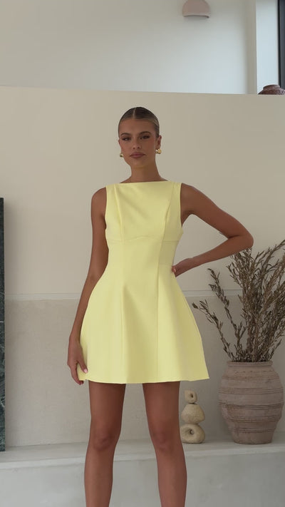 Load and play video in Gallery viewer, Rafiki Mini Dress - Yellow
