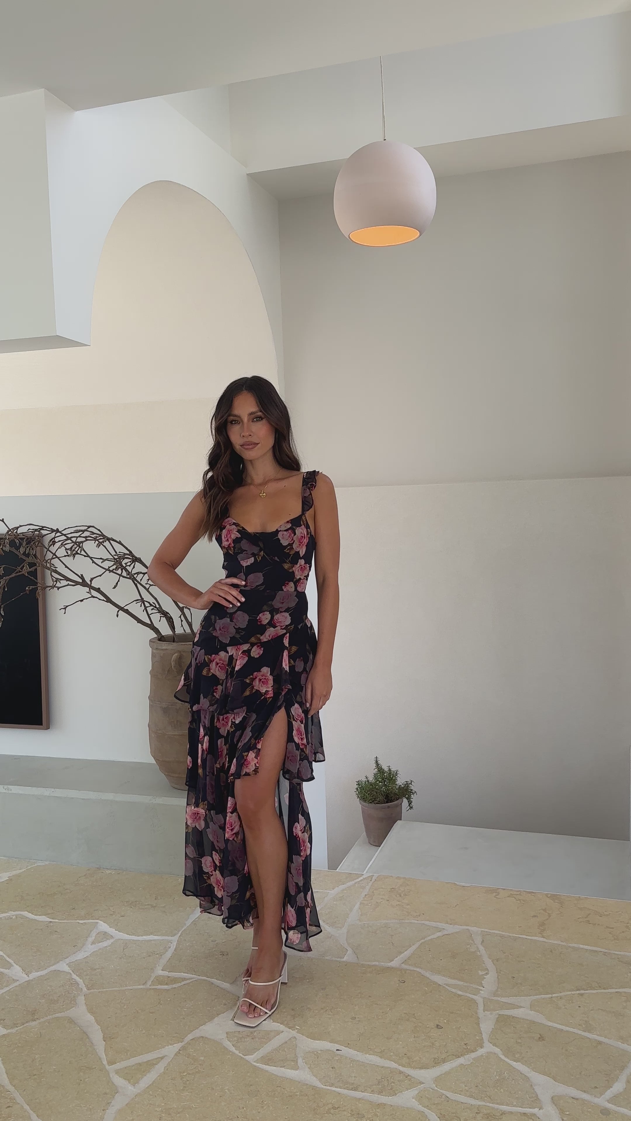 Achelle Maxi Dress - Black/Pink