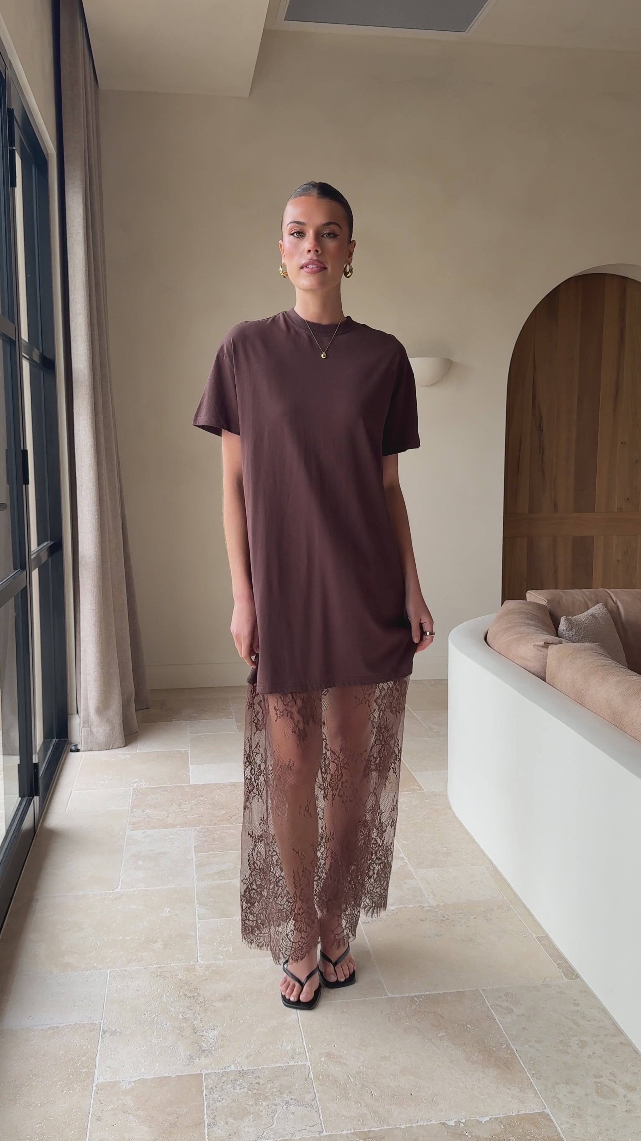 Adora T-Shirt Maxi Dress - Chocolate - Billy J