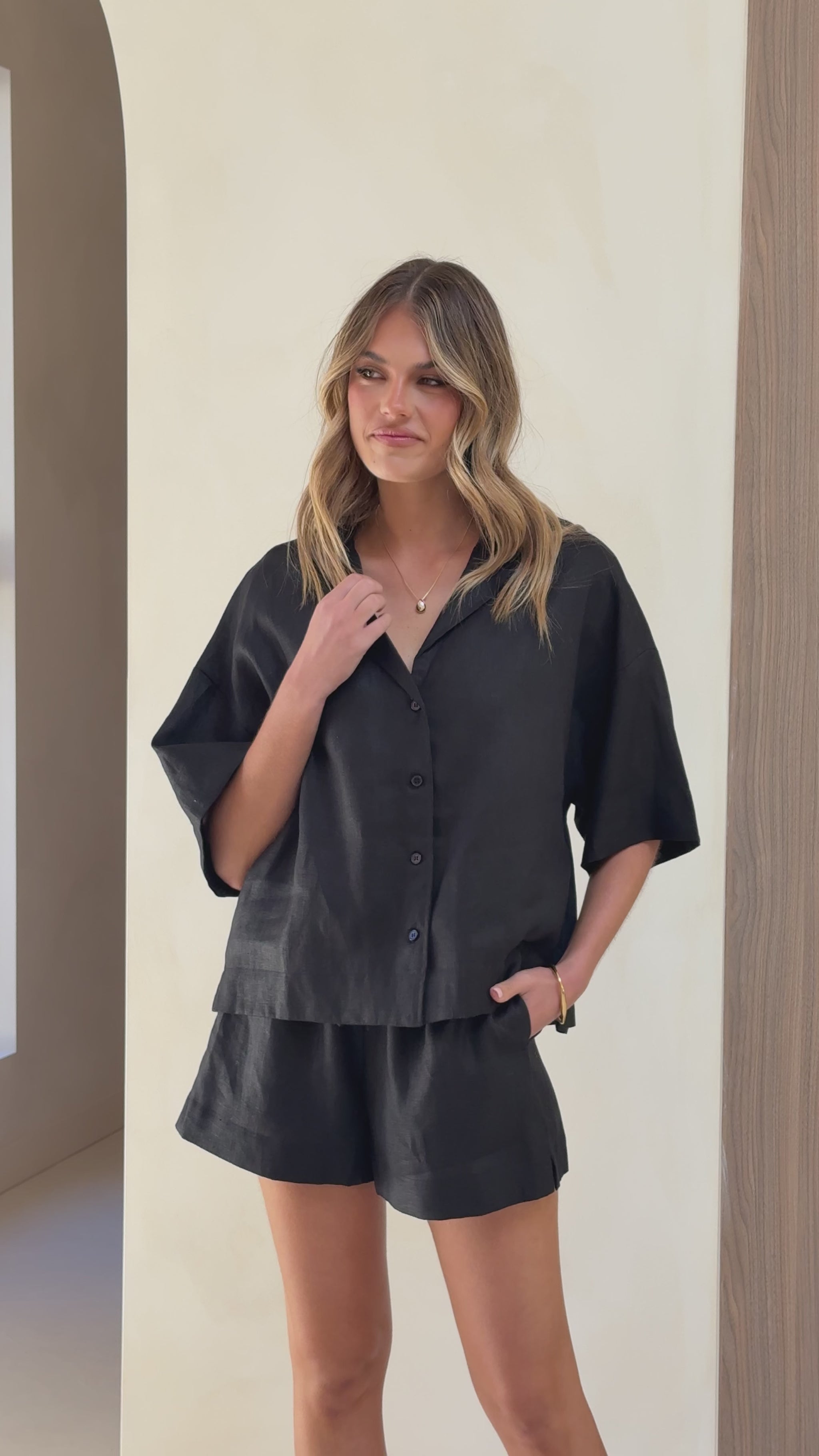 Luna Button Up Shirt - Black - Billy J