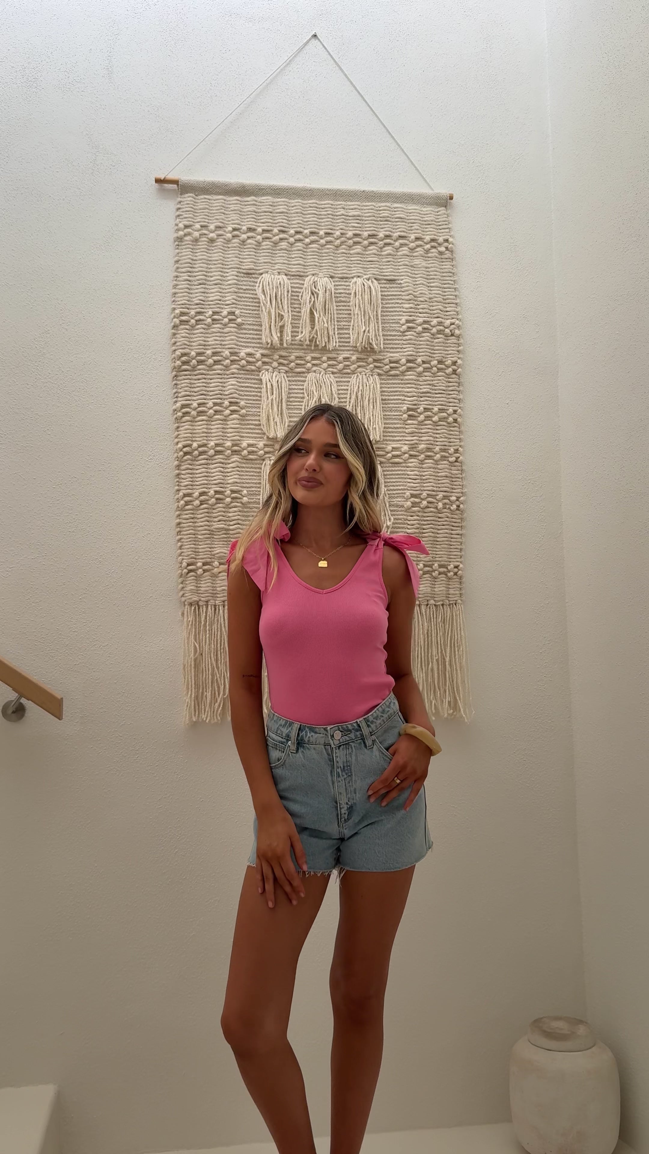 Load video: Emma Bow Top - Pink - Billy J