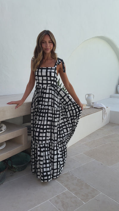 Load and play video in Gallery viewer, Maybel Maxi Dress - Black/White
