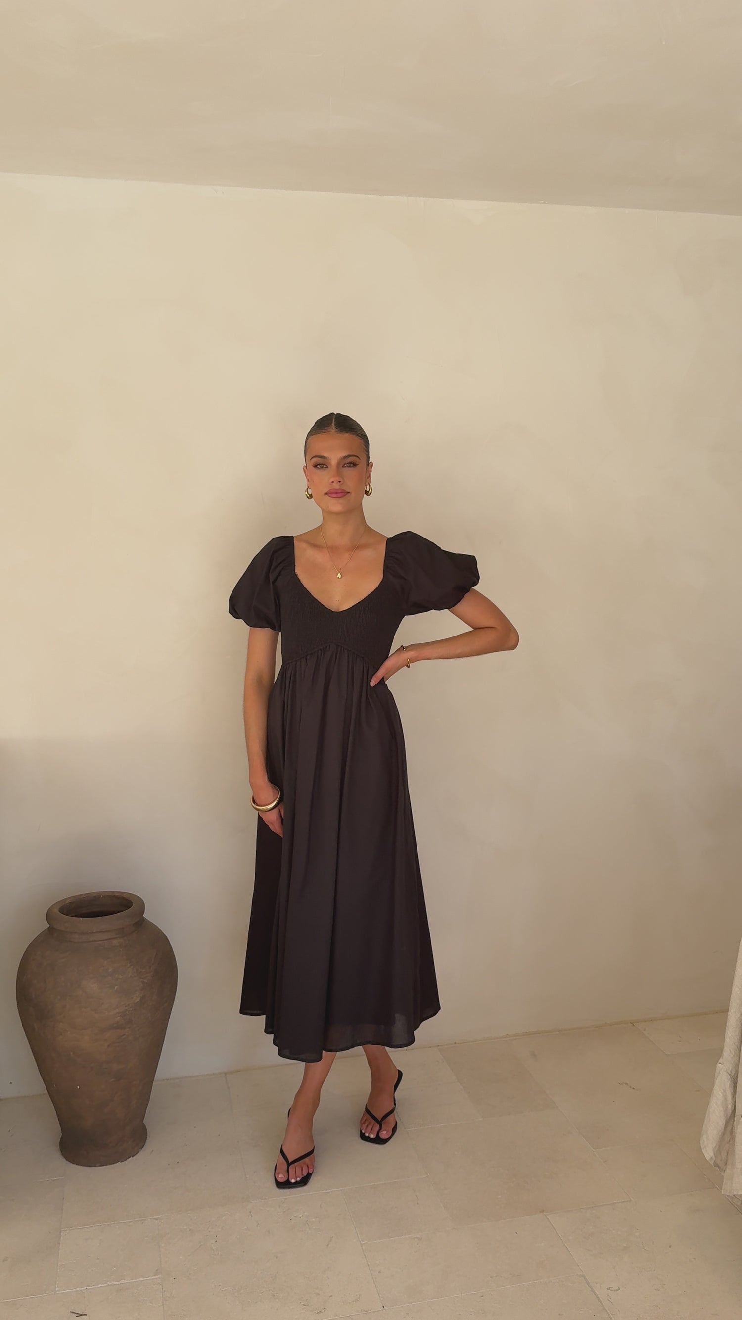 Sahirah Midi Dress - Black - Billy J