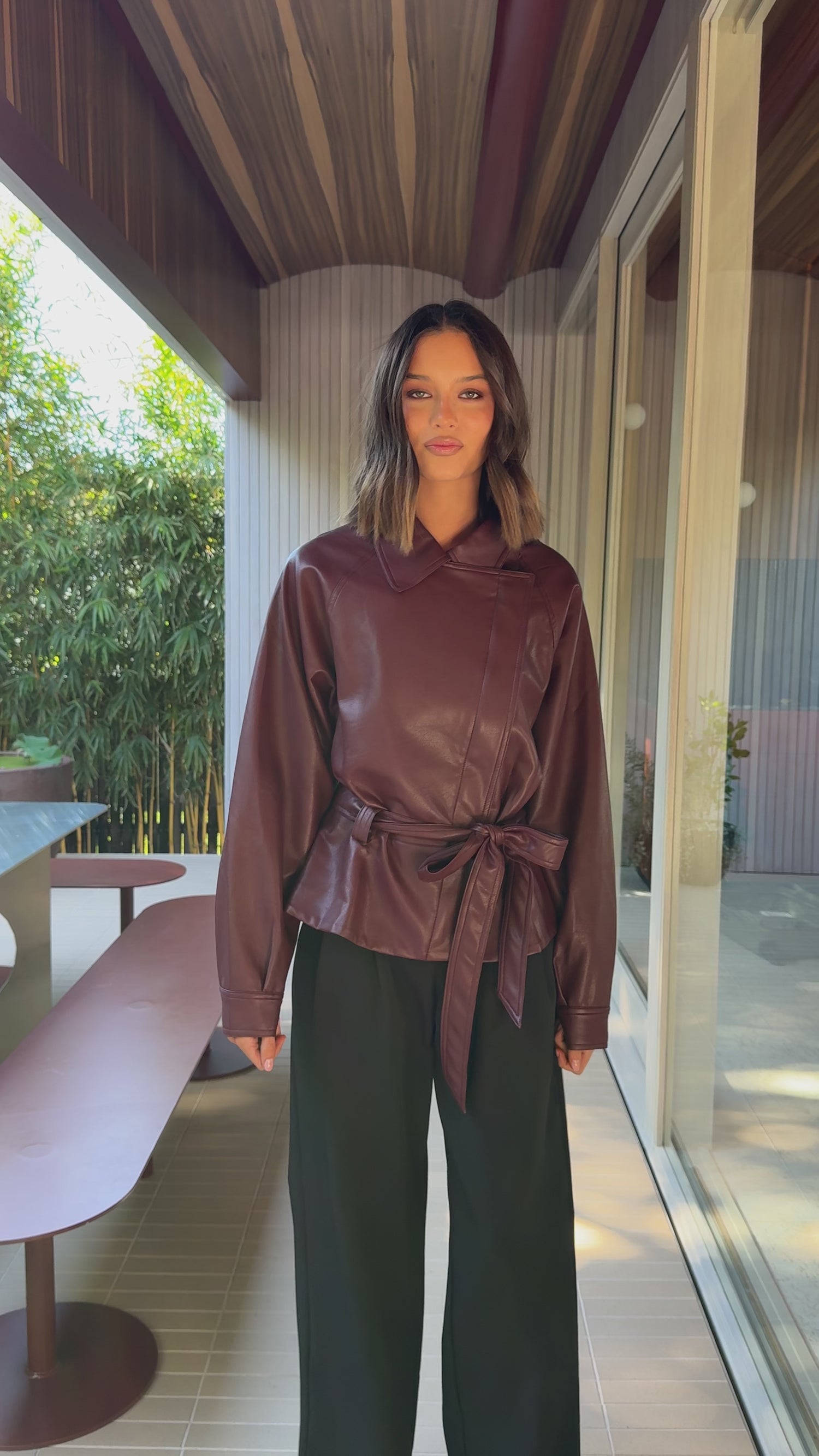 Marzia Tie Waist Jacket - Wine - Billy J