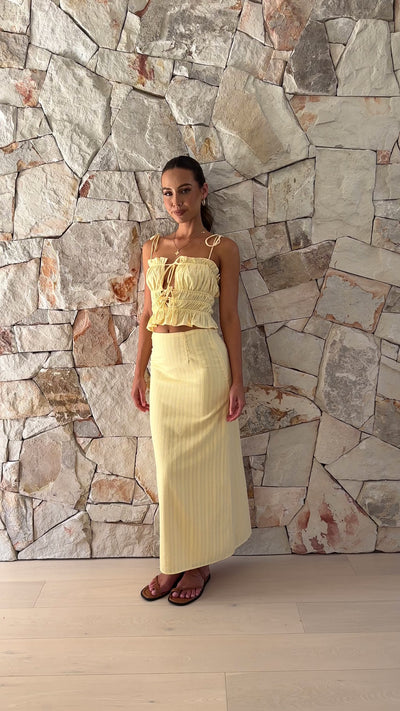 Load and play video in Gallery viewer, Francesca Maxi Skirt - Yellow
