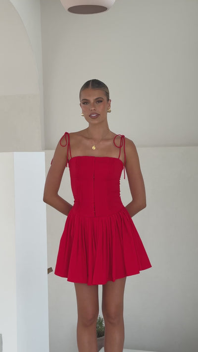 Load and play video in Gallery viewer, Bethi Mini Dress - Red
