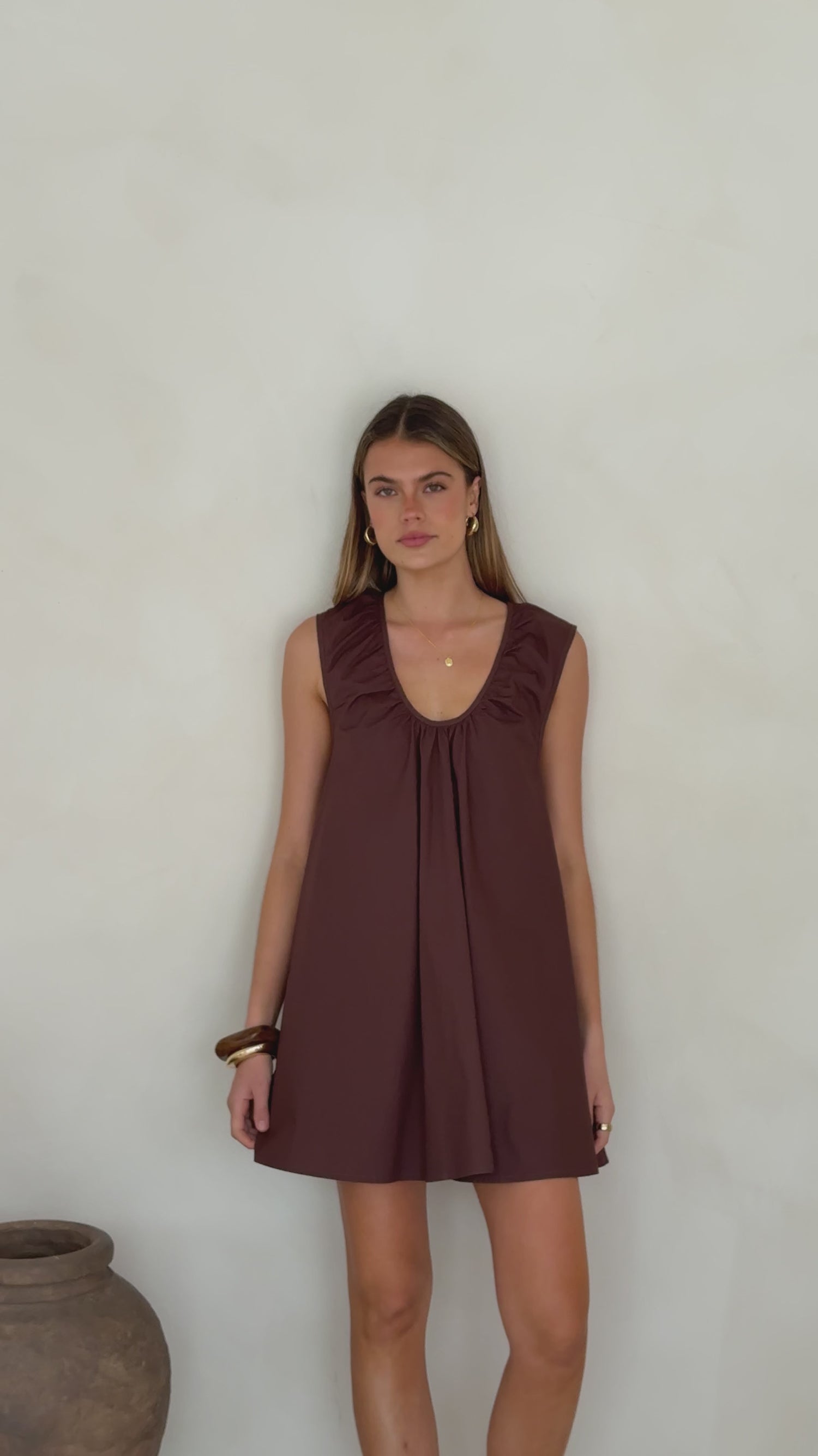 Vanessa Oversized Mini Dress - Chocolate - Billy J