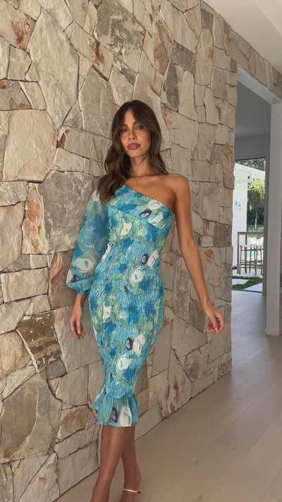 Load and play video in Gallery viewer, Agnes Midi Dress - Blue Floral
