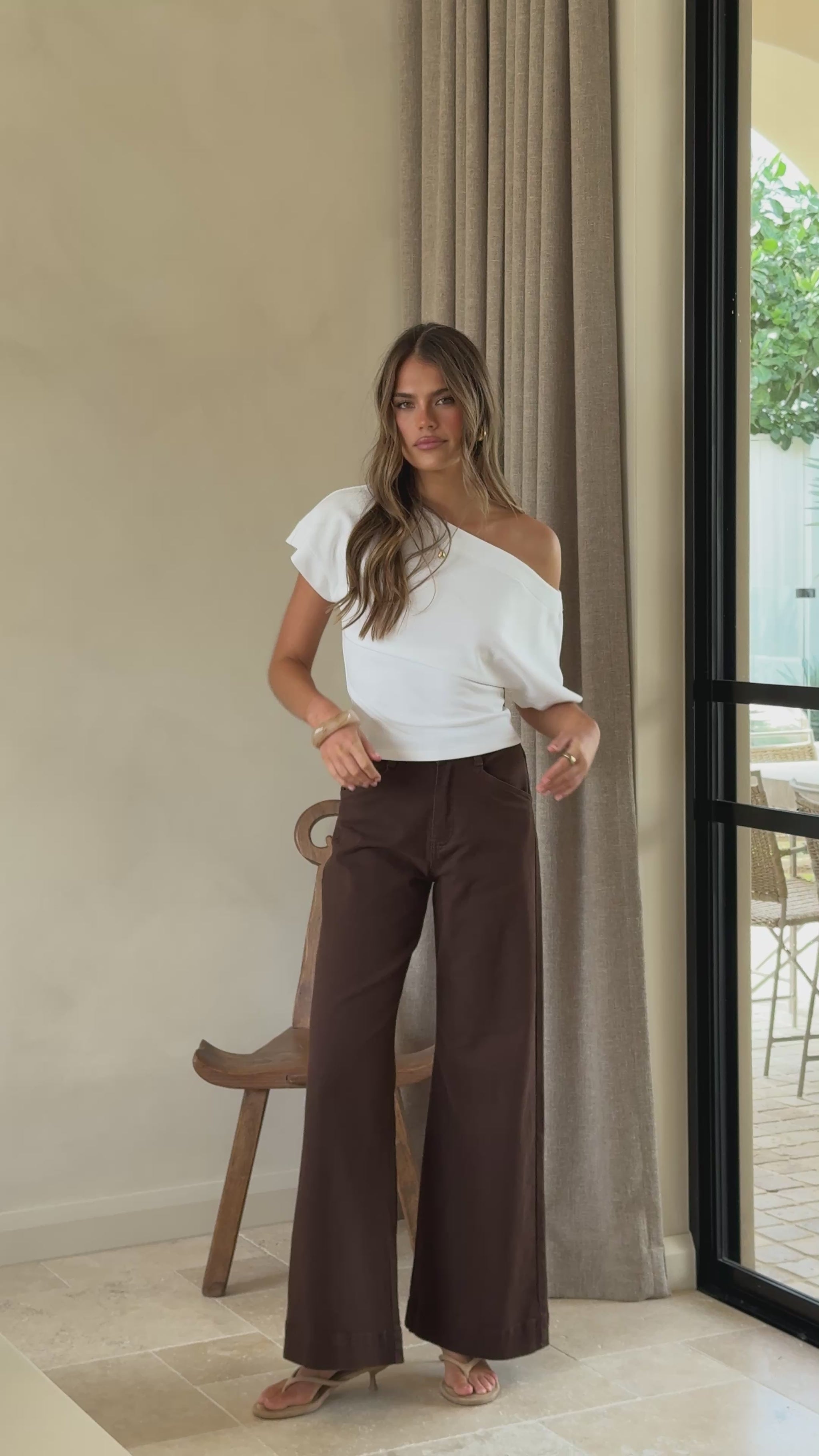 Zandra Wide Leg Jeans - Chocolate - Billy J