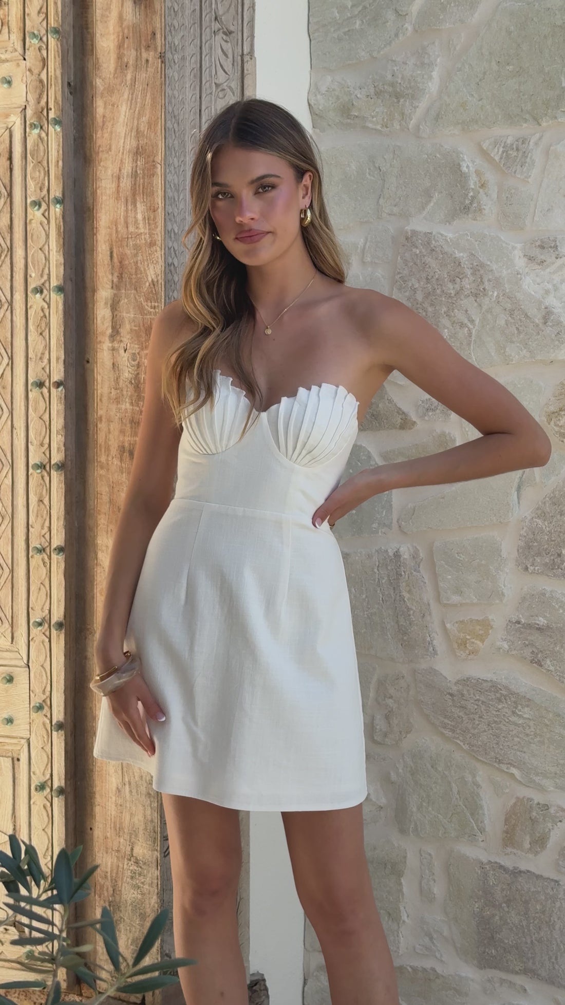 Lana Strapless Mini Dress - White - Billy J