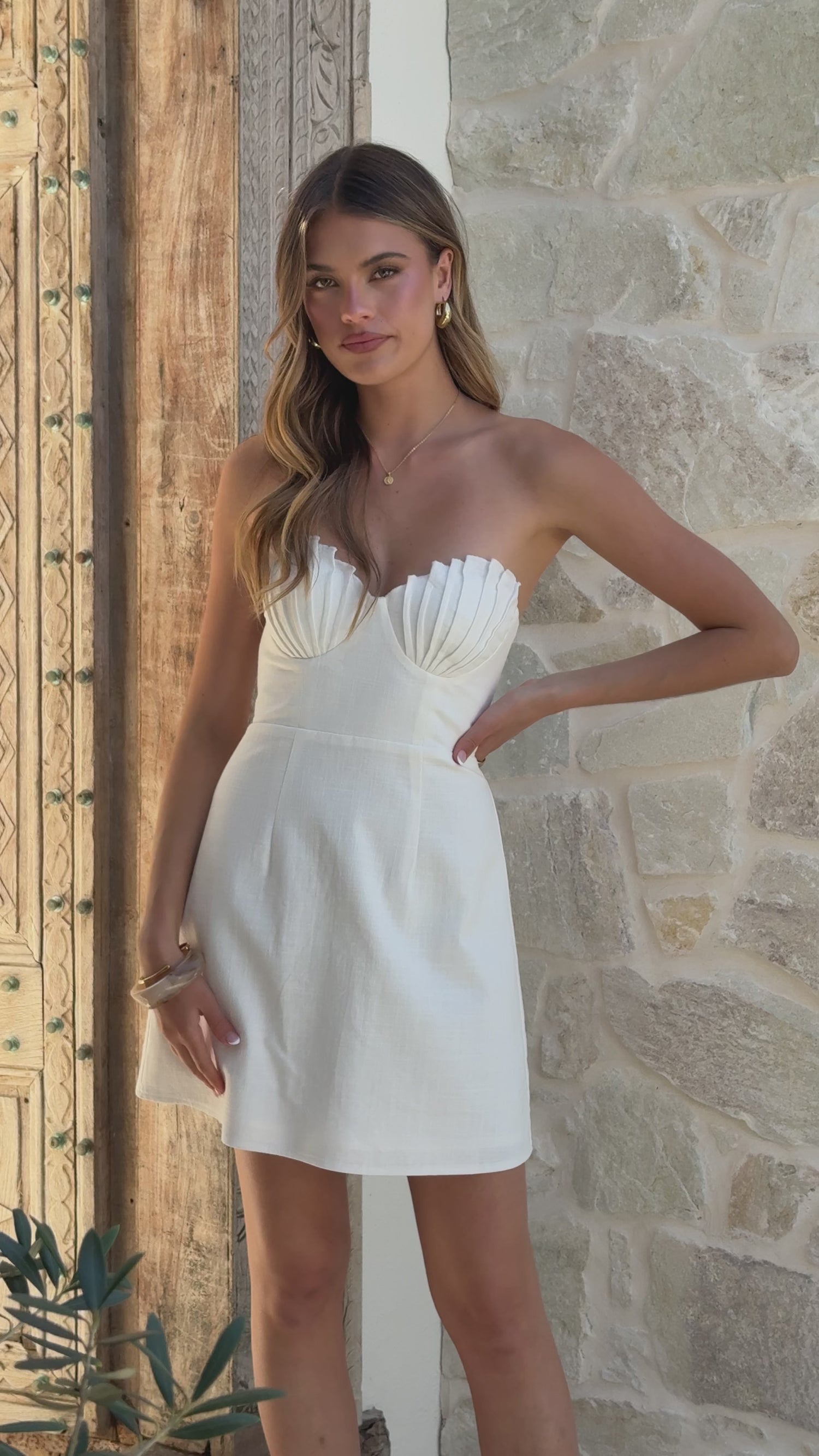 Lana Strapless Mini Dress - White - Billy J