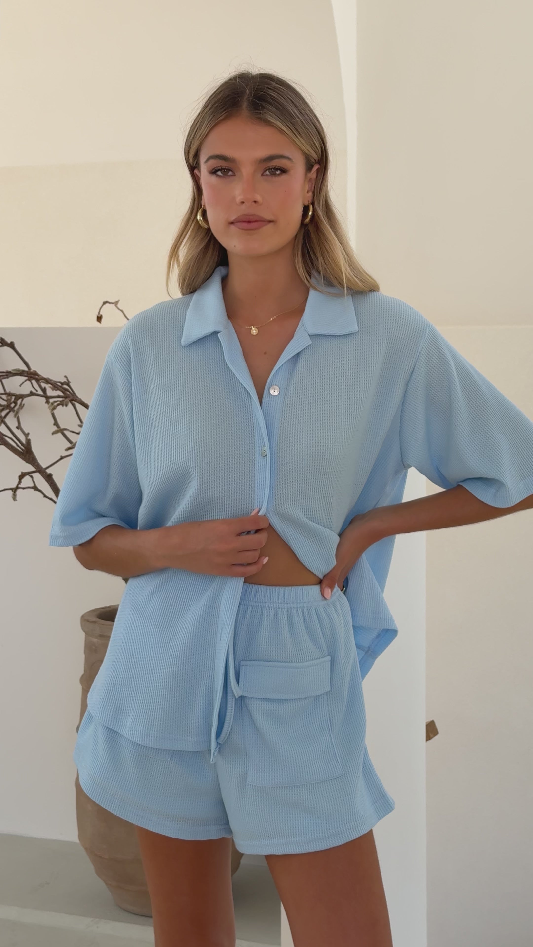 Chloe Top and Shorts Set - Blue - Billy J