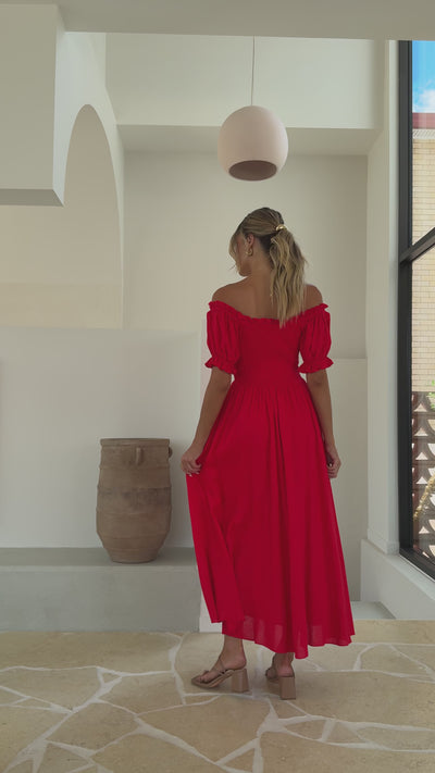 Load and play video in Gallery viewer, Hulu Maxi Dress - Red - Billy J
