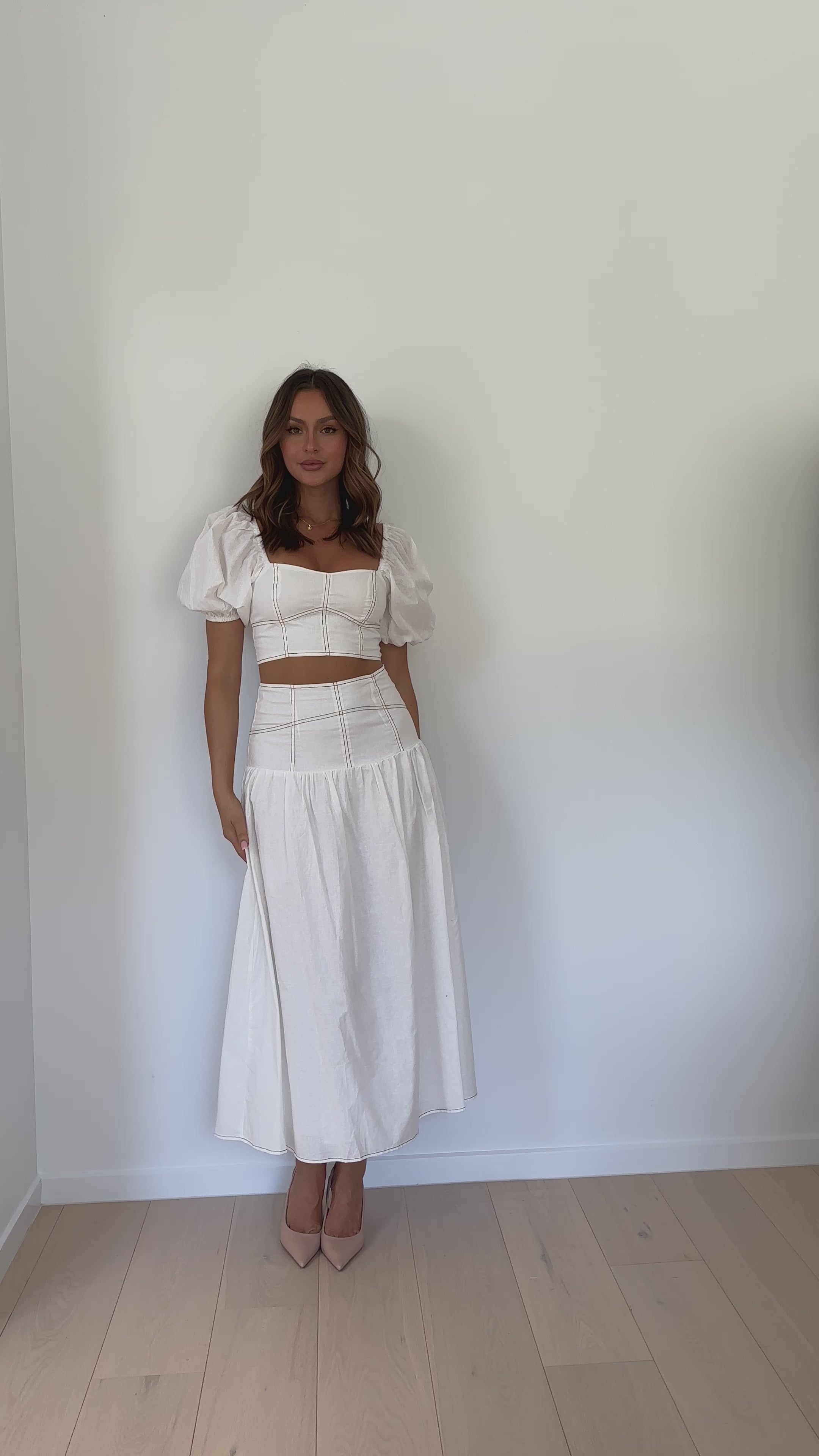 Vivien Top and Maxi Skirt Set - White