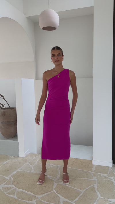 Load and play video in Gallery viewer, Alaina Midi Dress - Magenta
