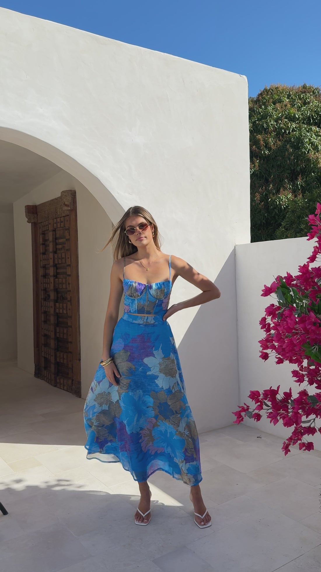 Rixie Maxi Skirt - Blue Floral - Billy J