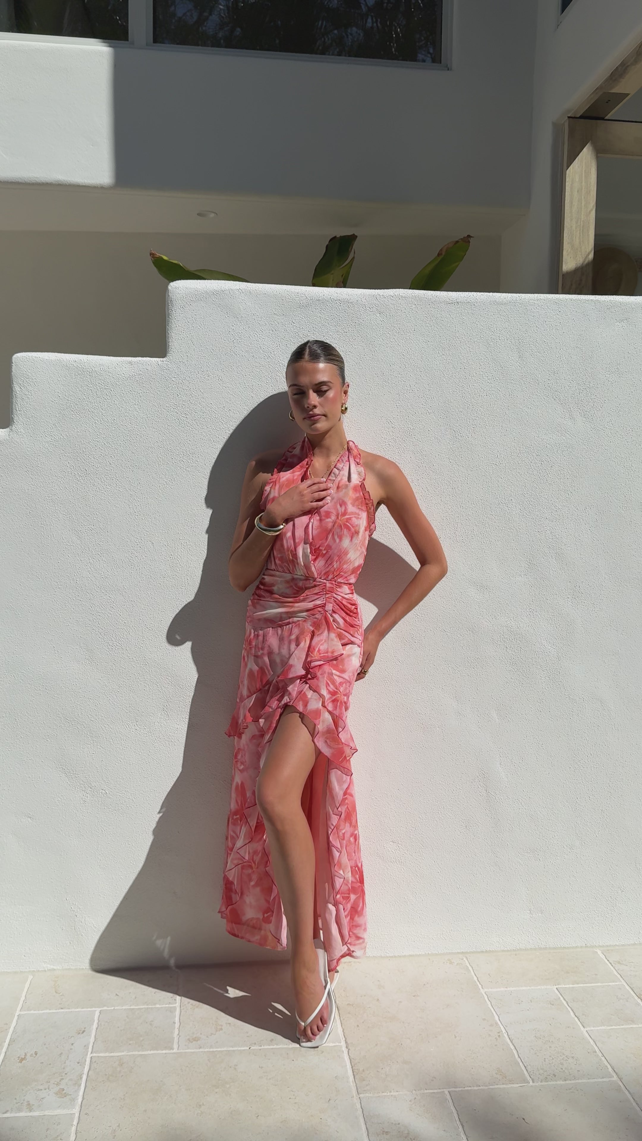 Load video: Davina Maxi Dress - Coral - Billy J
