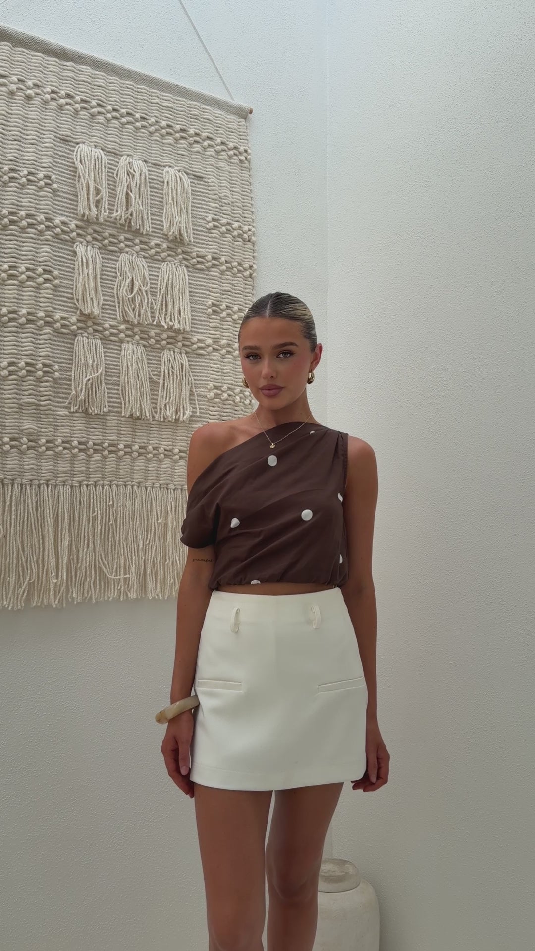 Load video: Emory Top - Brown / White Polka Dot - Billy J