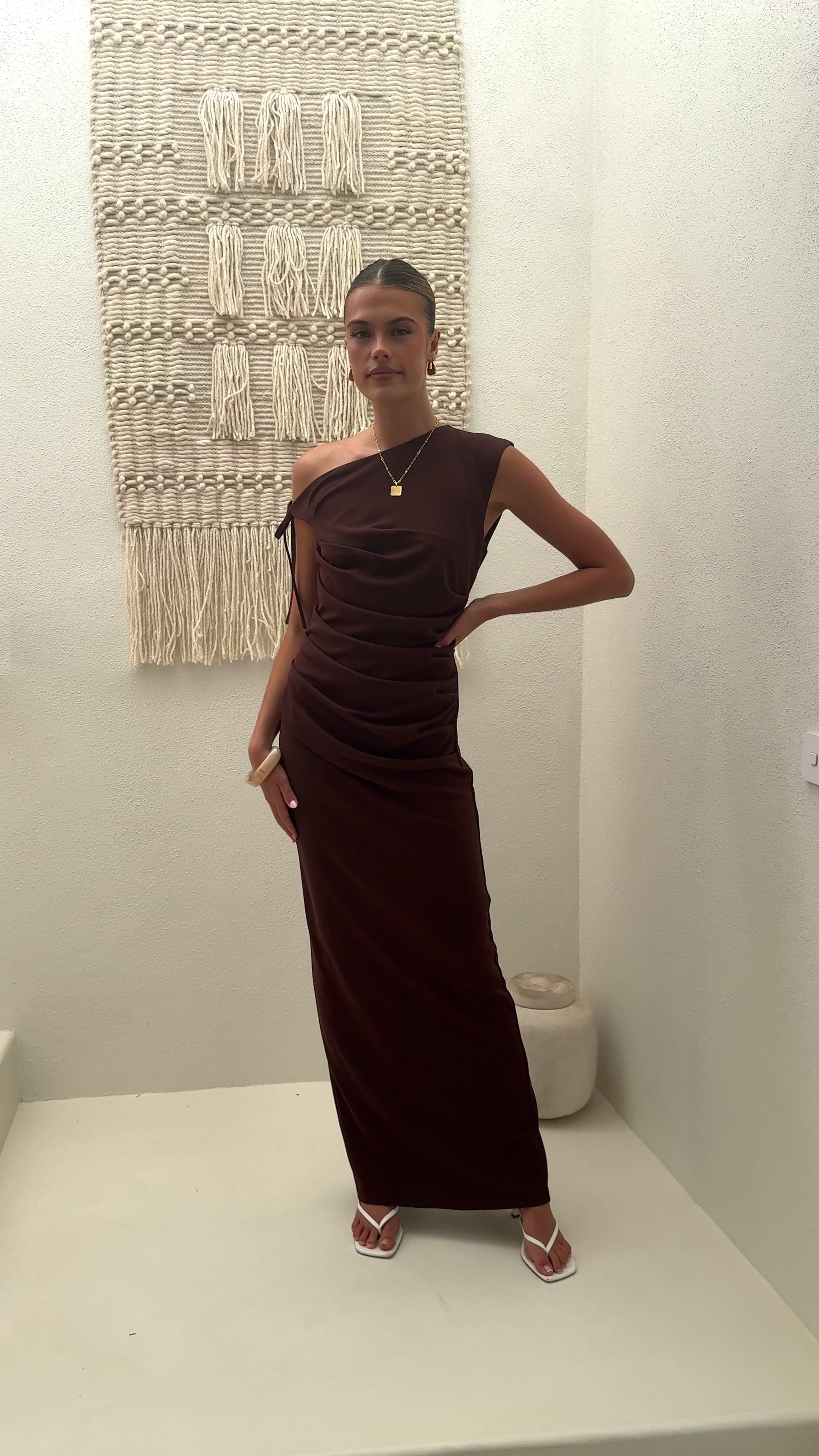 Load video: Lealah Maxi Dress - Chocolate - Billy J