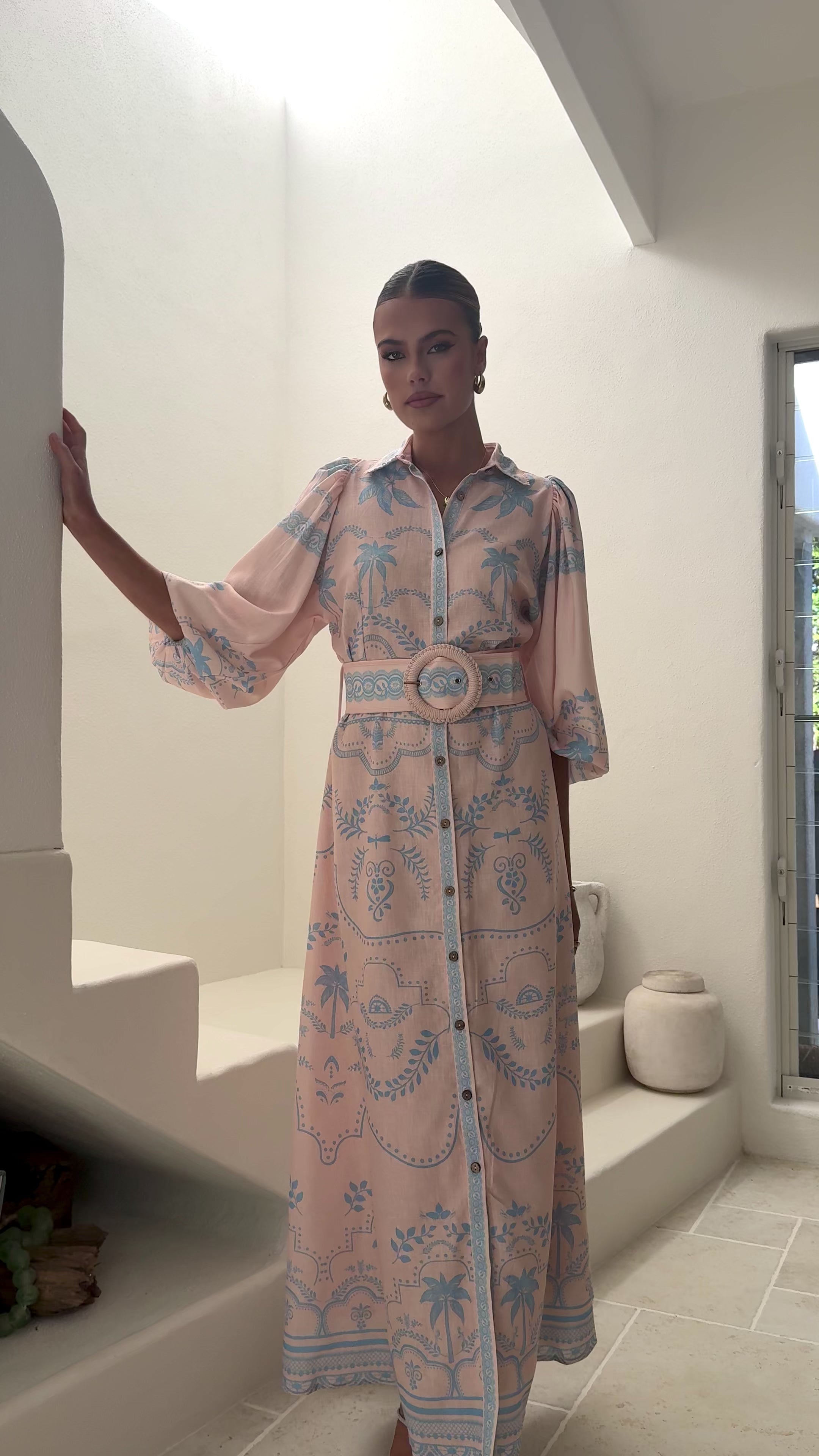 Load video: Xander Long Sleeve Maxi Dress - Blue - Billy J