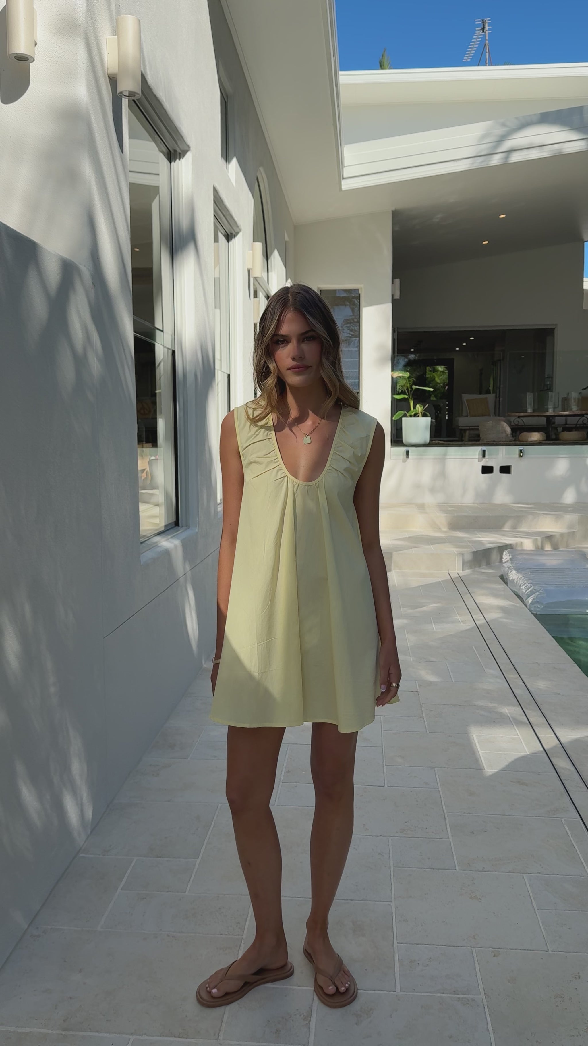 Vanessa Oversized Mini Dress - Yellow - Billy J