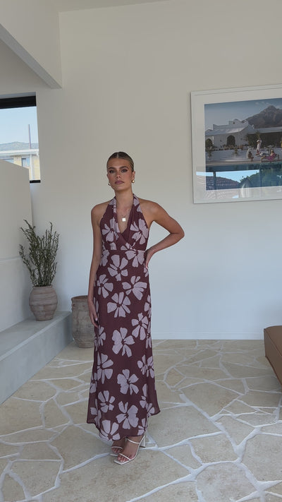 Load and play video in Gallery viewer, Vallissa Maxi Dress - Brown Floral
