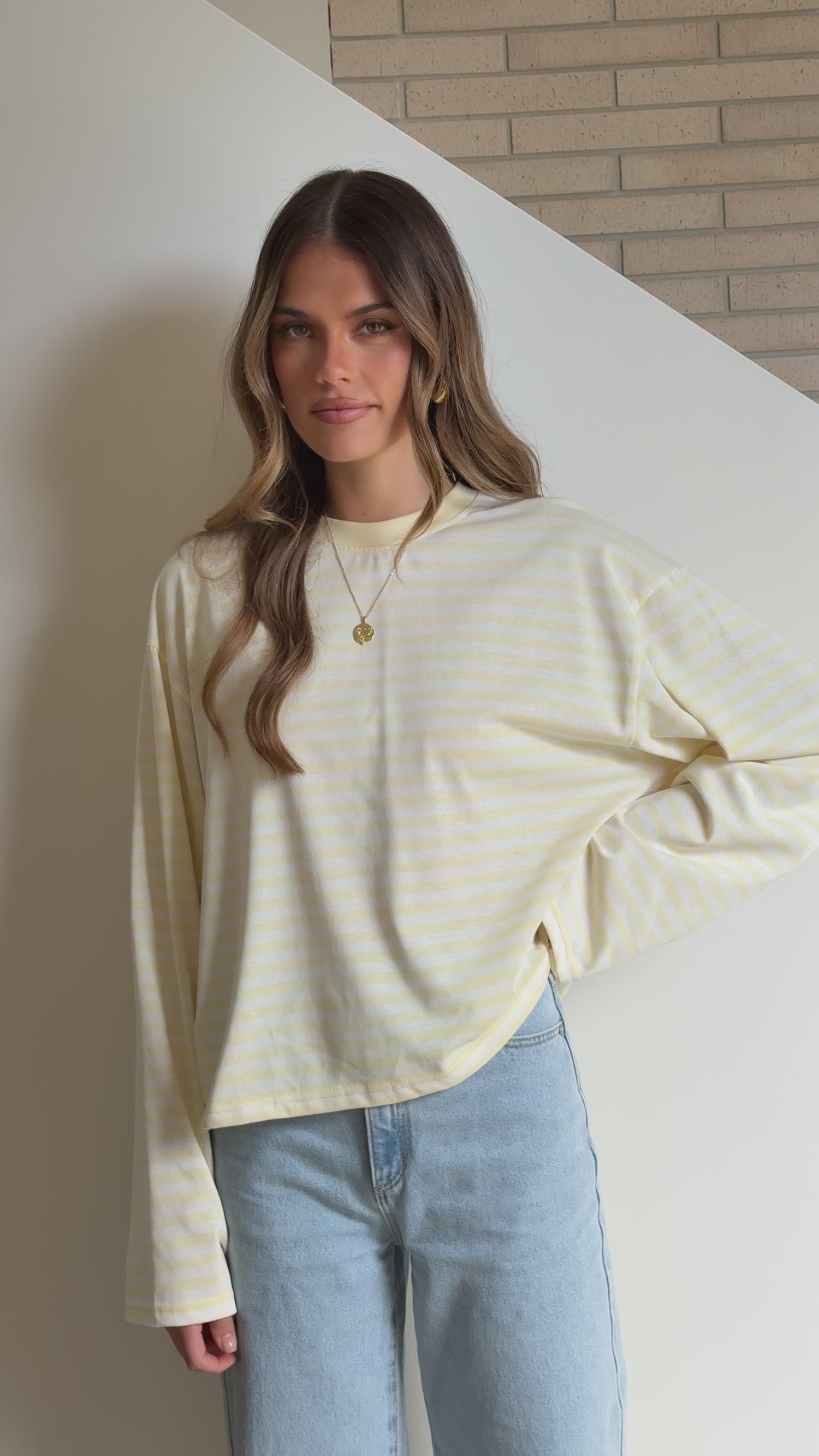 Solana Long Sleeve Top - Yellow Stripe - Billy J