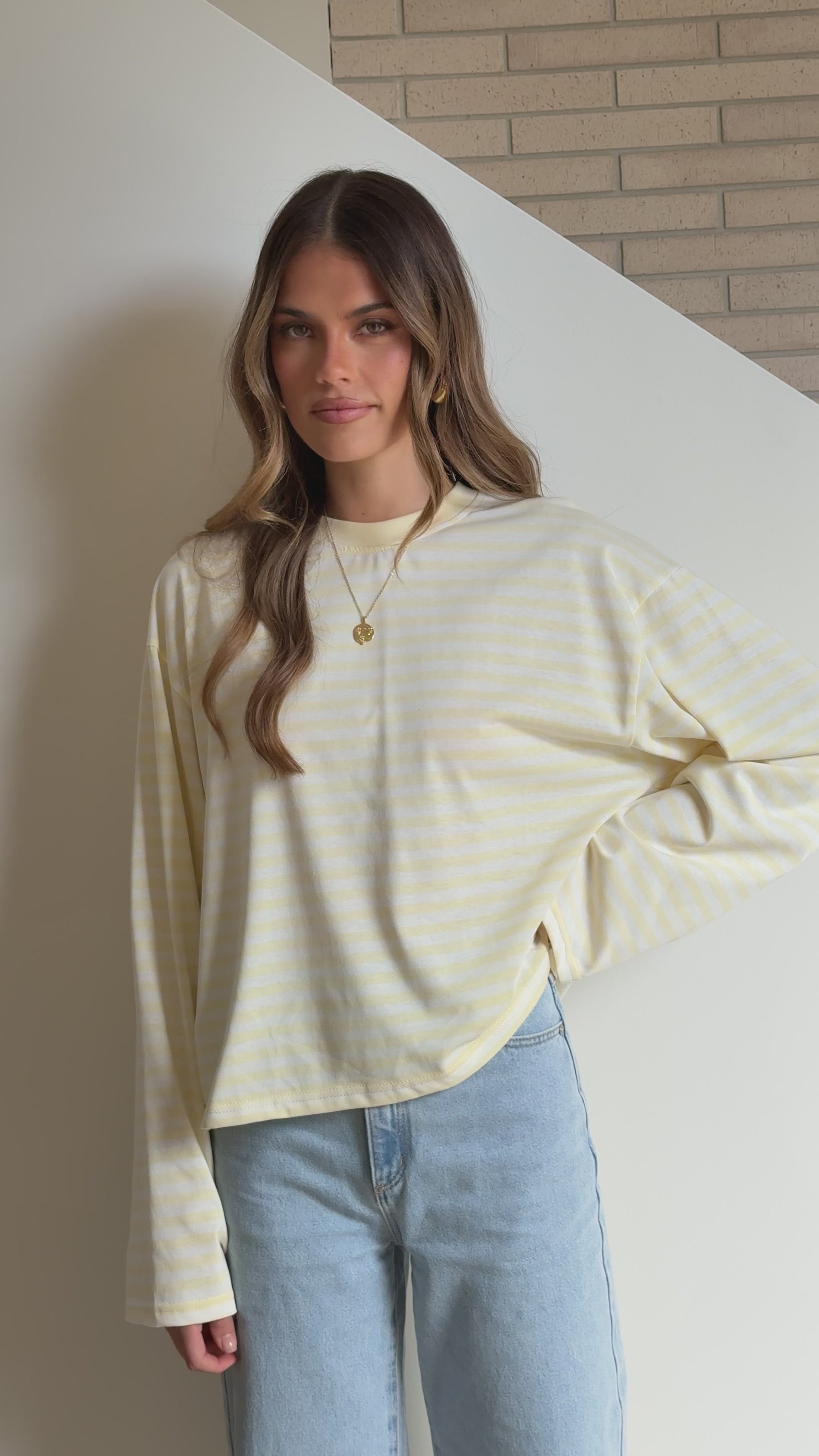 Solana Long Sleeve Top - Yellow Stripe - Billy J