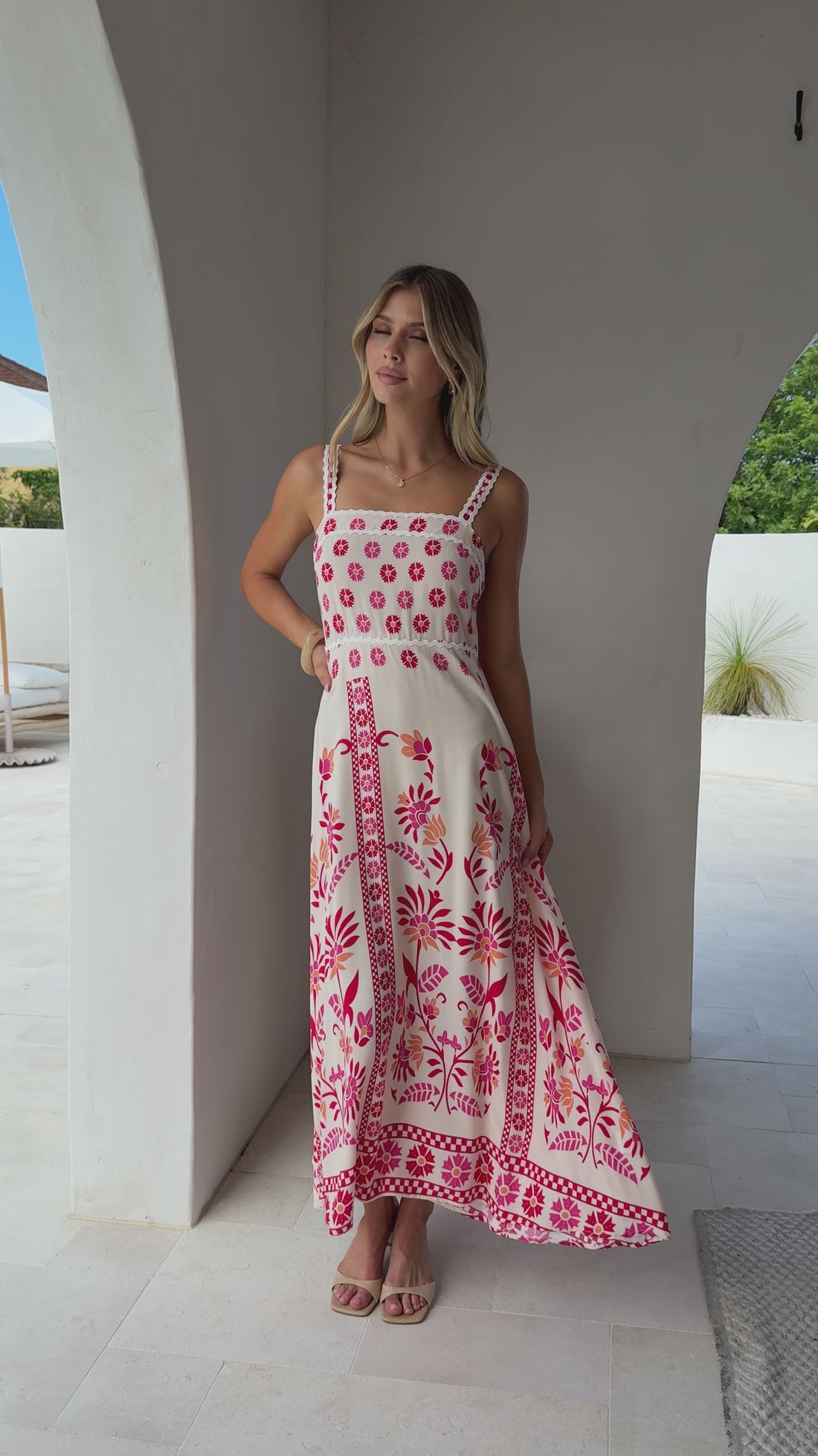 Michaela Maxi Dress - Pink Floral - Billy J