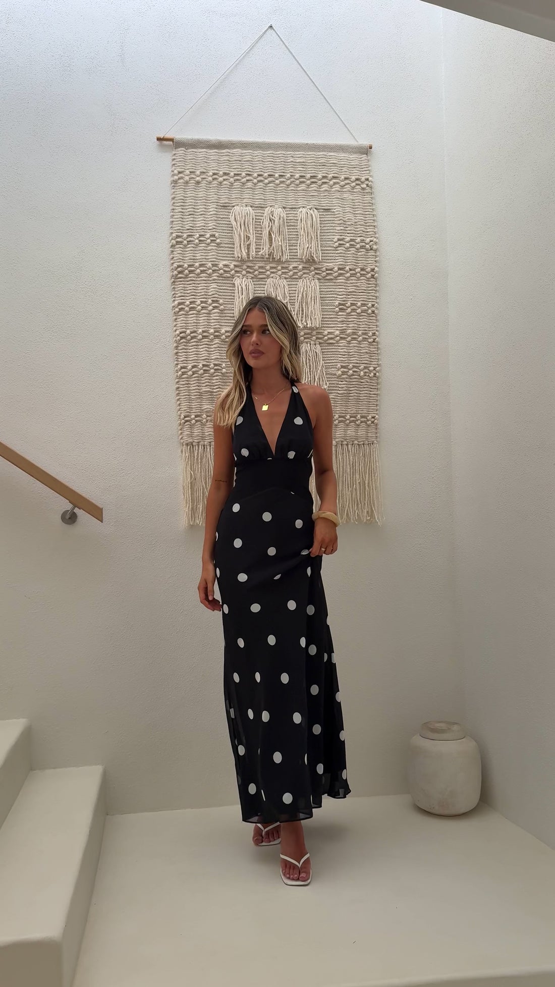 Nya Maxi Dress - Black/White Polka Dot - Billy J