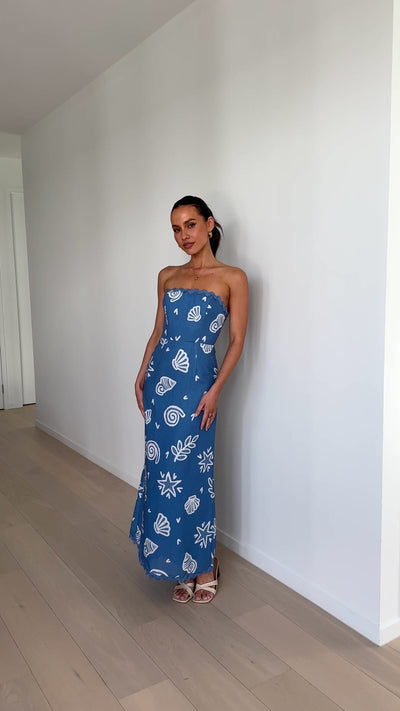 Load and play video in Gallery viewer, Palta Maxi Dress - Blue Print
