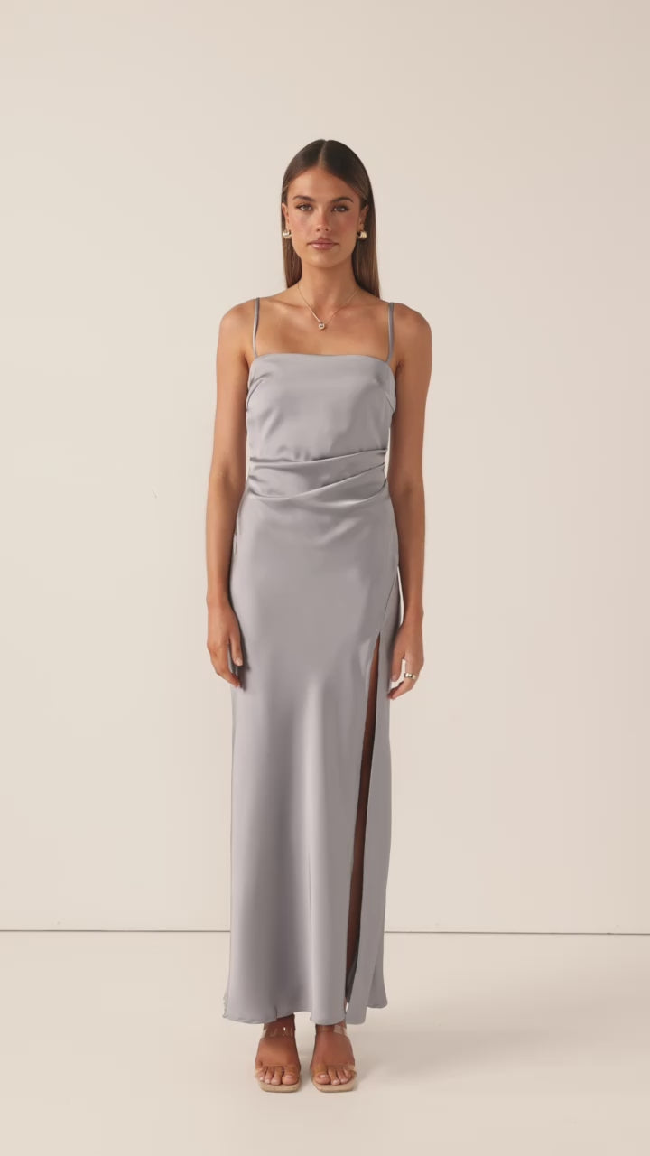 Load video: Ilana Maxi Dress - Steel Blue - Billy J