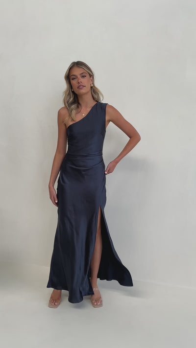 Load and play video in Gallery viewer, Victoria Maxi Dress - Navy
