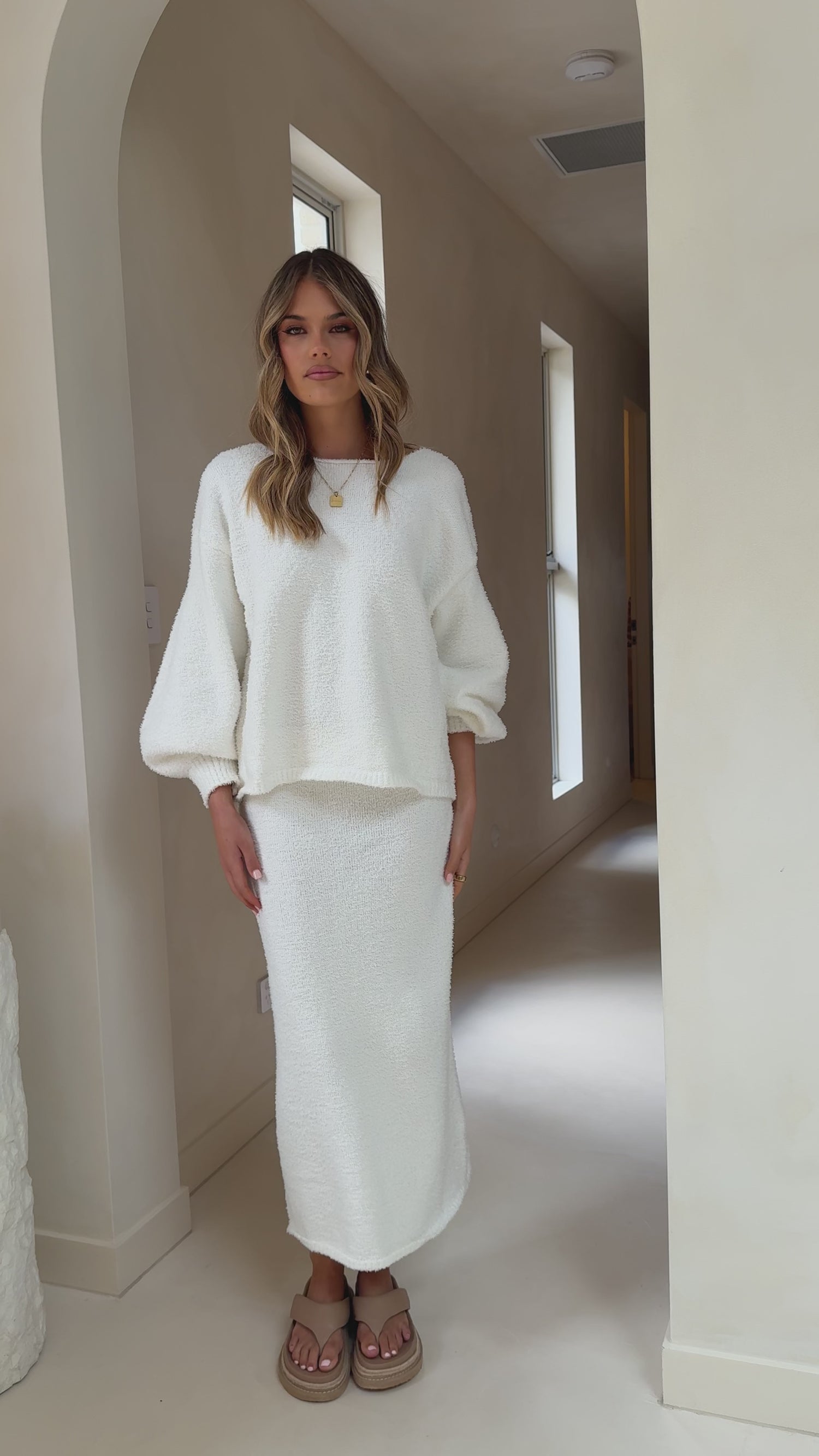 Cohen Knit Midi Skirt - Off White - Billy J