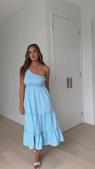Load and play video in Gallery viewer, Alanna Midi Dress - Sky Blue
