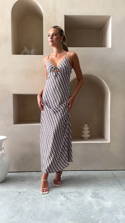 Load and play video in Gallery viewer, Mia Maxi Dress - Brown Geo
