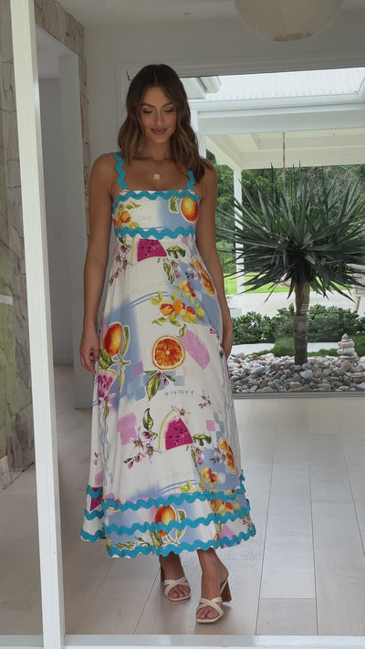 Load and play video in Gallery viewer, Eaton Maxi Dress - Fruit Print
