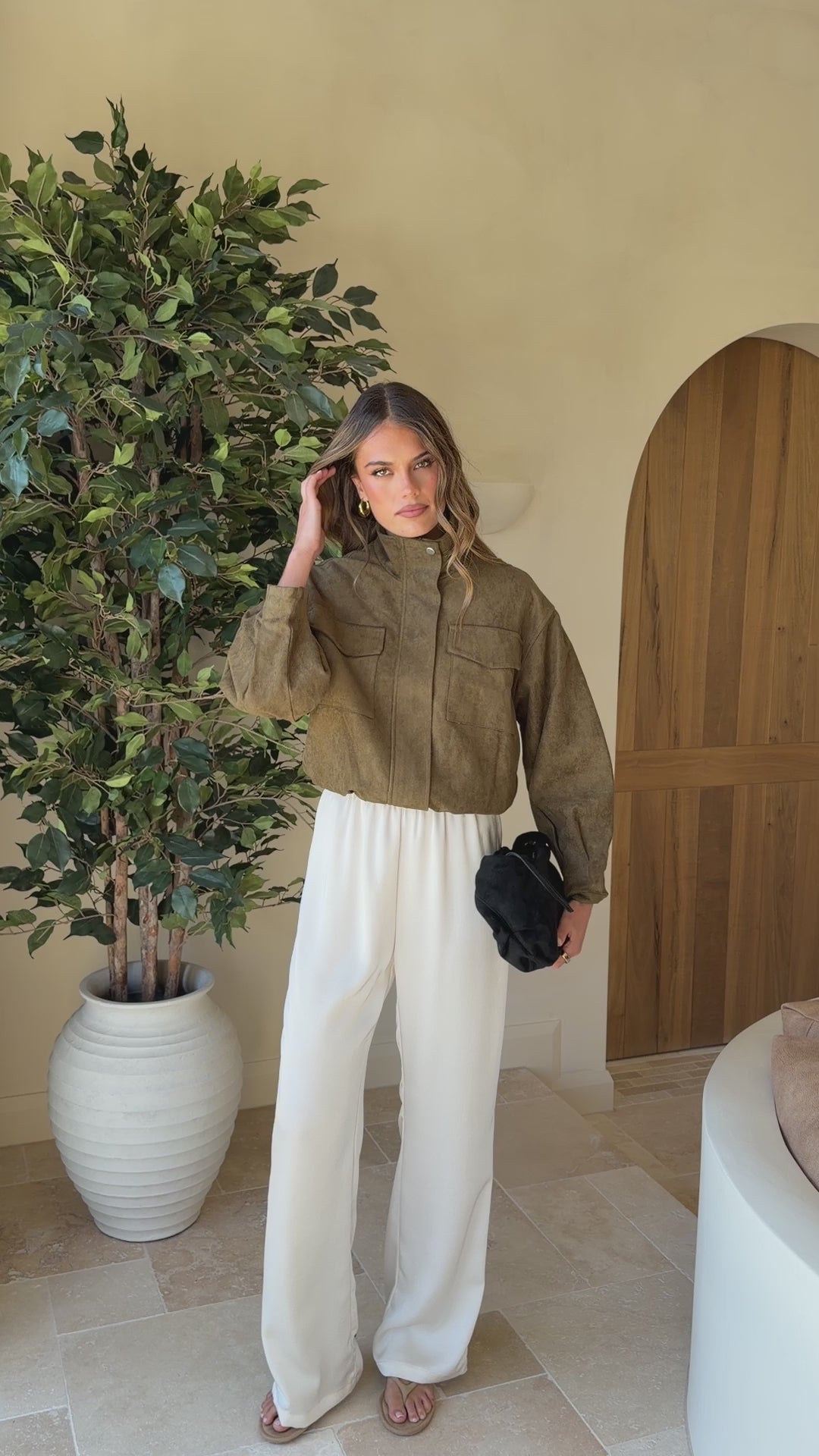 Josh Funnel Neck Jacket - Khaki - Billy J