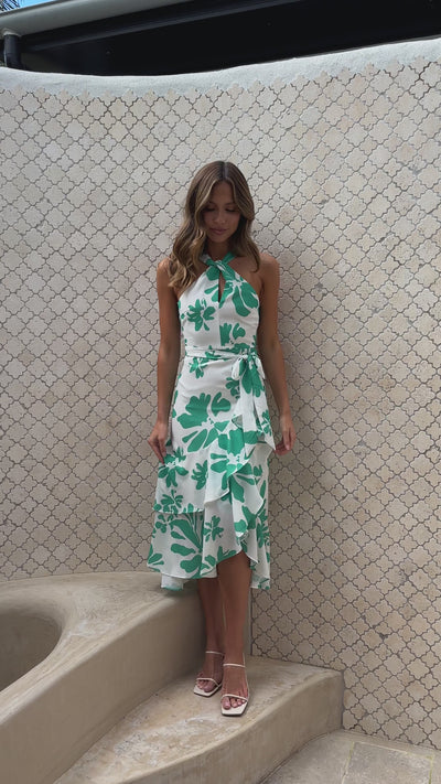 Load and play video in Gallery viewer, Marnie Midi Dress - Green Floral

